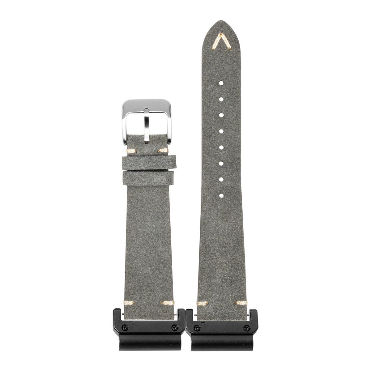[QuickFit] Suede Leather - Grey with Slim Military adapters (Black)