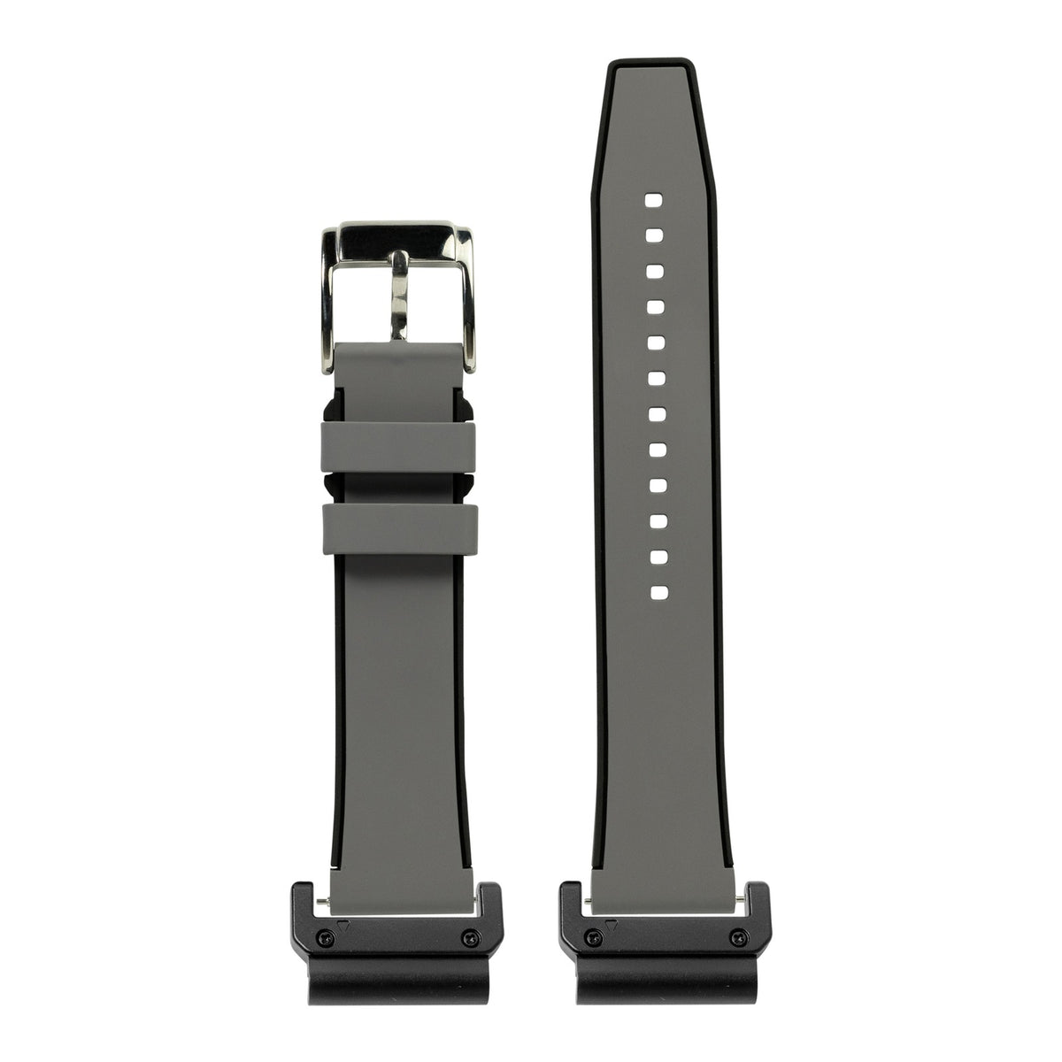 [QuickFit] FKM Rubber - Two Tone - Grey with Slim Military adapters (Black)