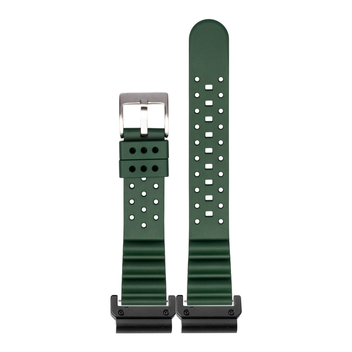 [QuickFit] Diver's FKM Rubber - Green with Slim Military adapters (Black)