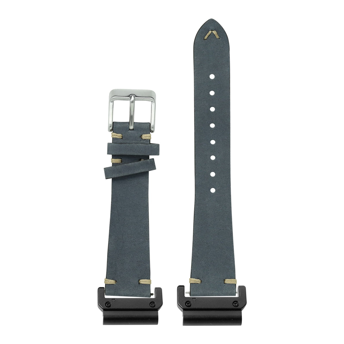 [QuickFit] Vintage Knotted - Nubuck Leather - Slate Grey with Slim Military adapters (Black)