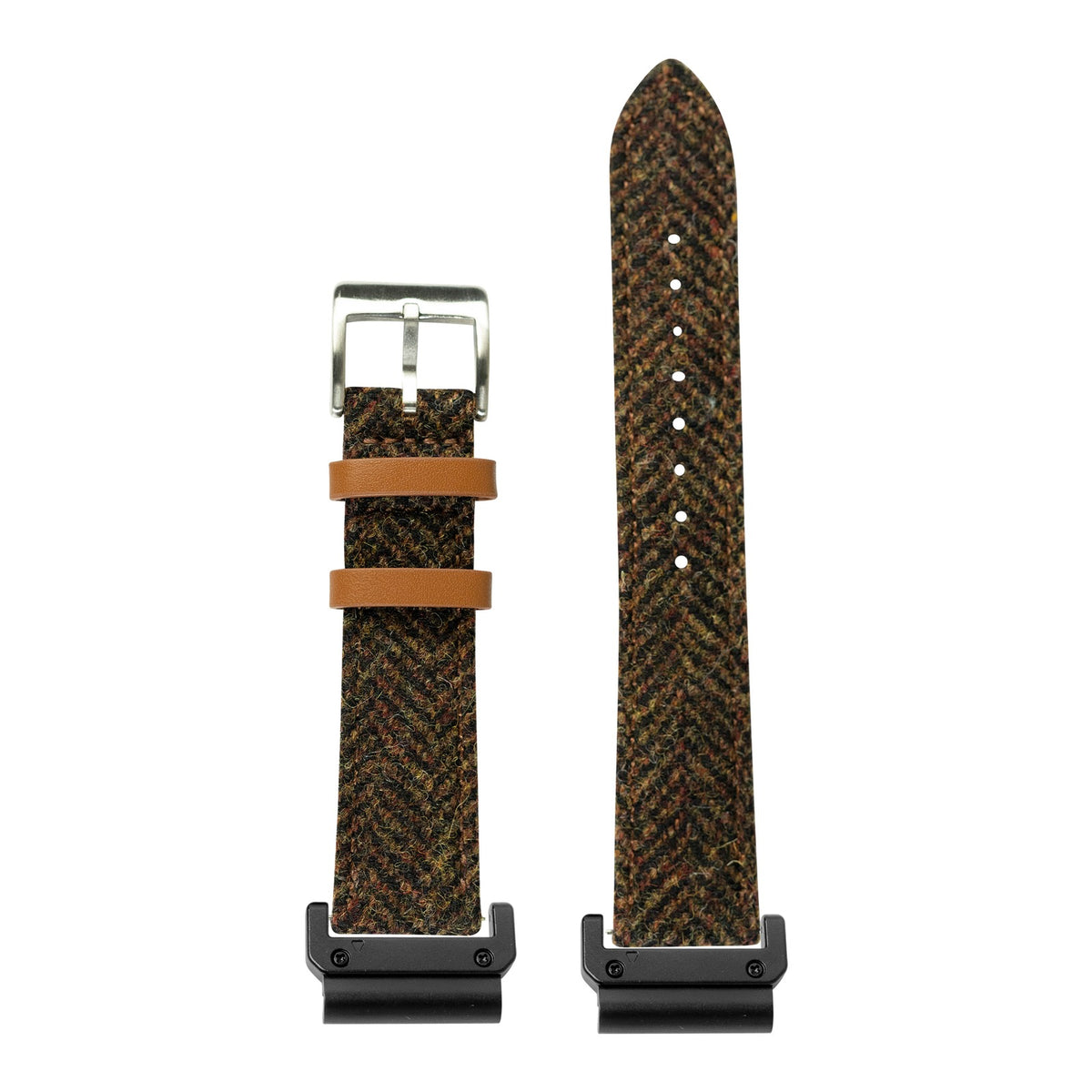 [QuickFit] Harris Tweed® Herringbone - Brown with Slim Military adapters (Black)