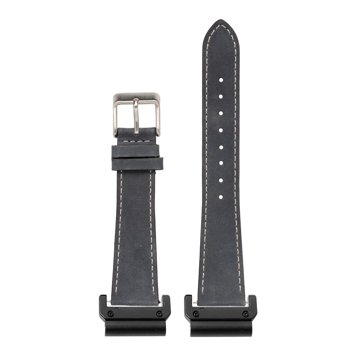 [QuickFit] Nubuck Leather - Slate Grey | White Stitching with Slim Military adapters (Black)