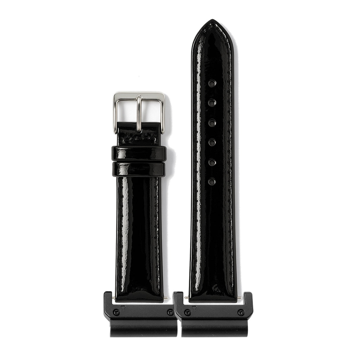 [QuickFit] Padded Leather - Patent Black with Slim Military adapters (Black)