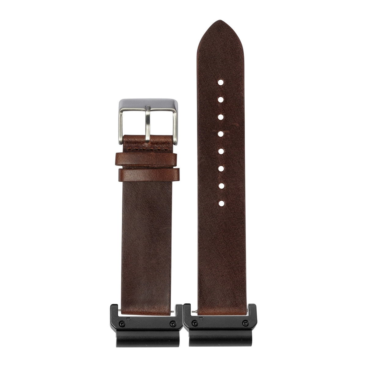 [QuickFit] Straight Cut Leather - Dark Brown with Slim Military adapters (Black)