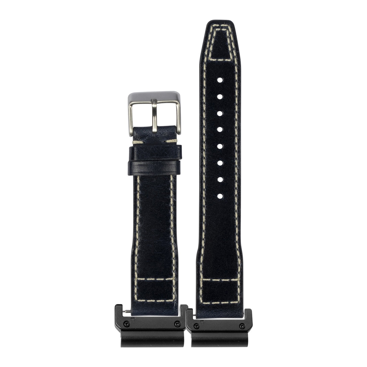 [QuickFit] Pilot Leather - Black with Slim Military adapters (Black)