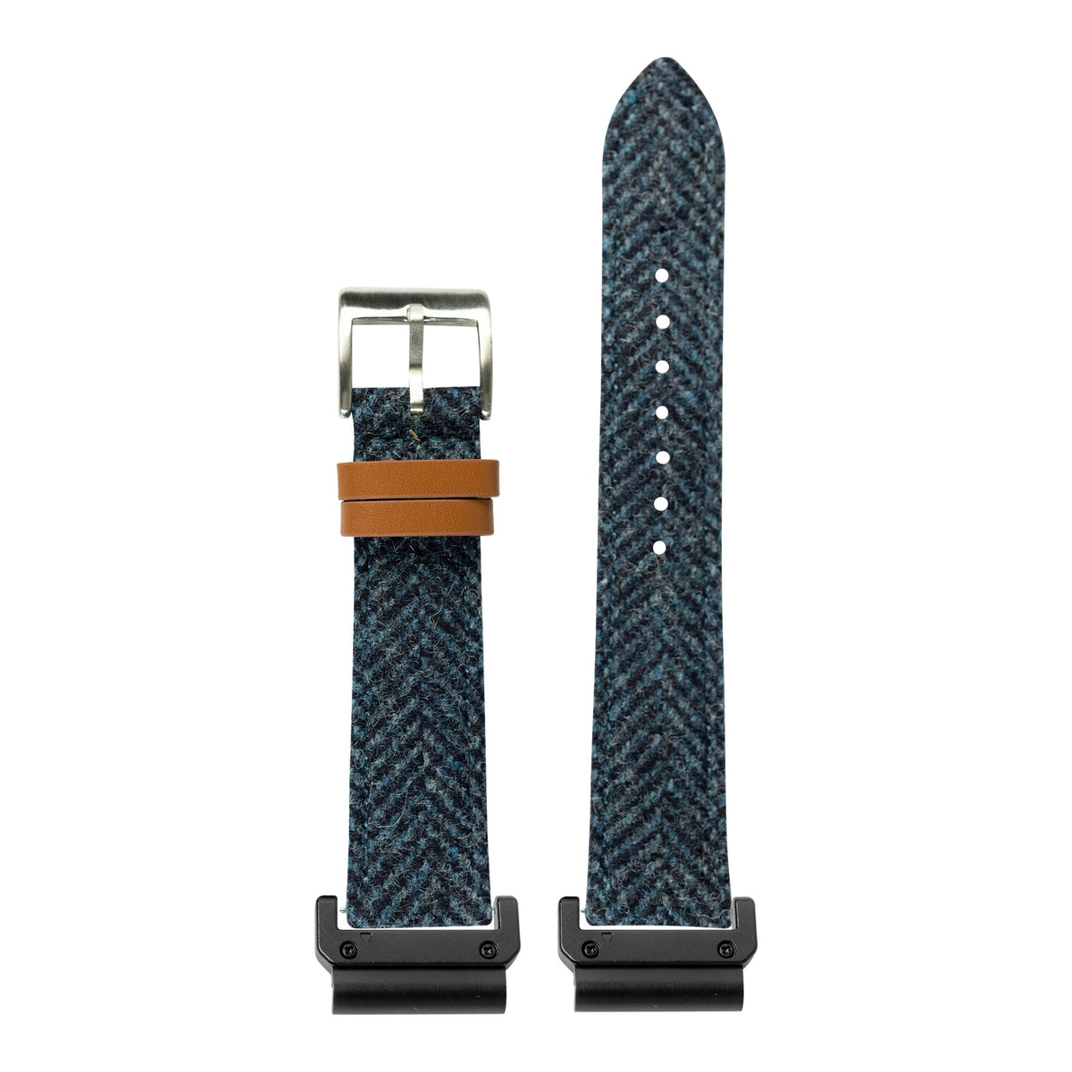 [QuickFit] Harris Tweed® Herringbone - Blue with Slim Military adapters (Black)