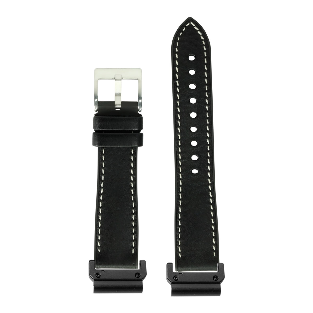 [QuickFit] Italian Leather & FKM Rubber Hybrid - Black with Slim Military adapters (Black)
