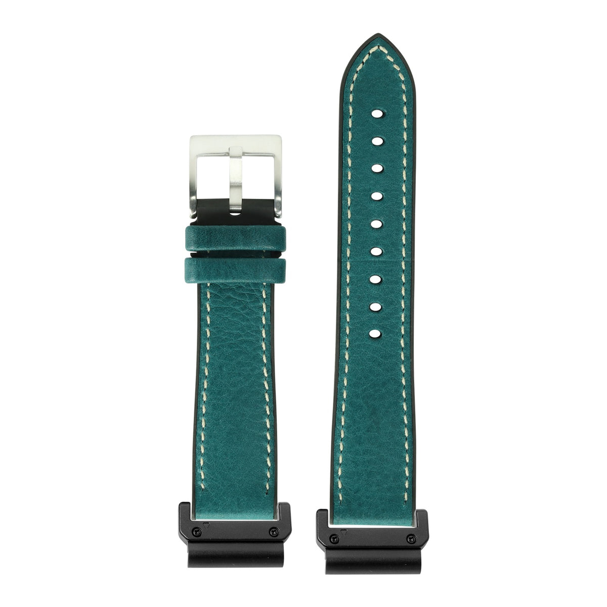 [QuickFit] Italian Leather & FKM Rubber Hybrid - Slate Blue with Slim Military adapters (Black)
