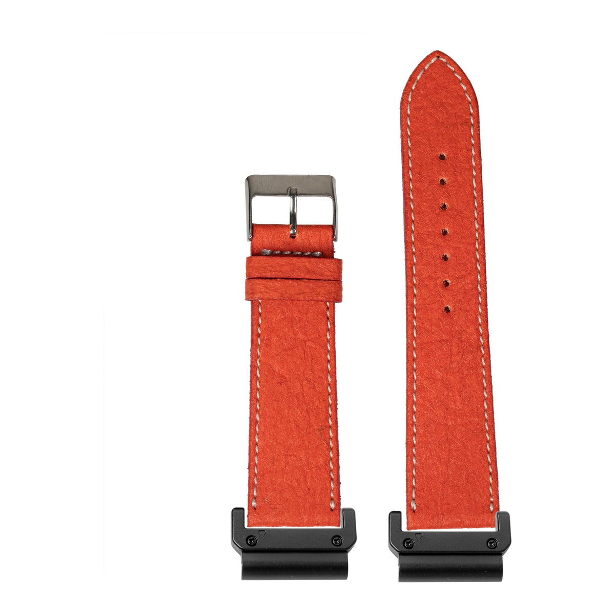 [QuickFit] Pineapple Vegan Leather - Red | White Stitching with Slim Military adapters (Black)