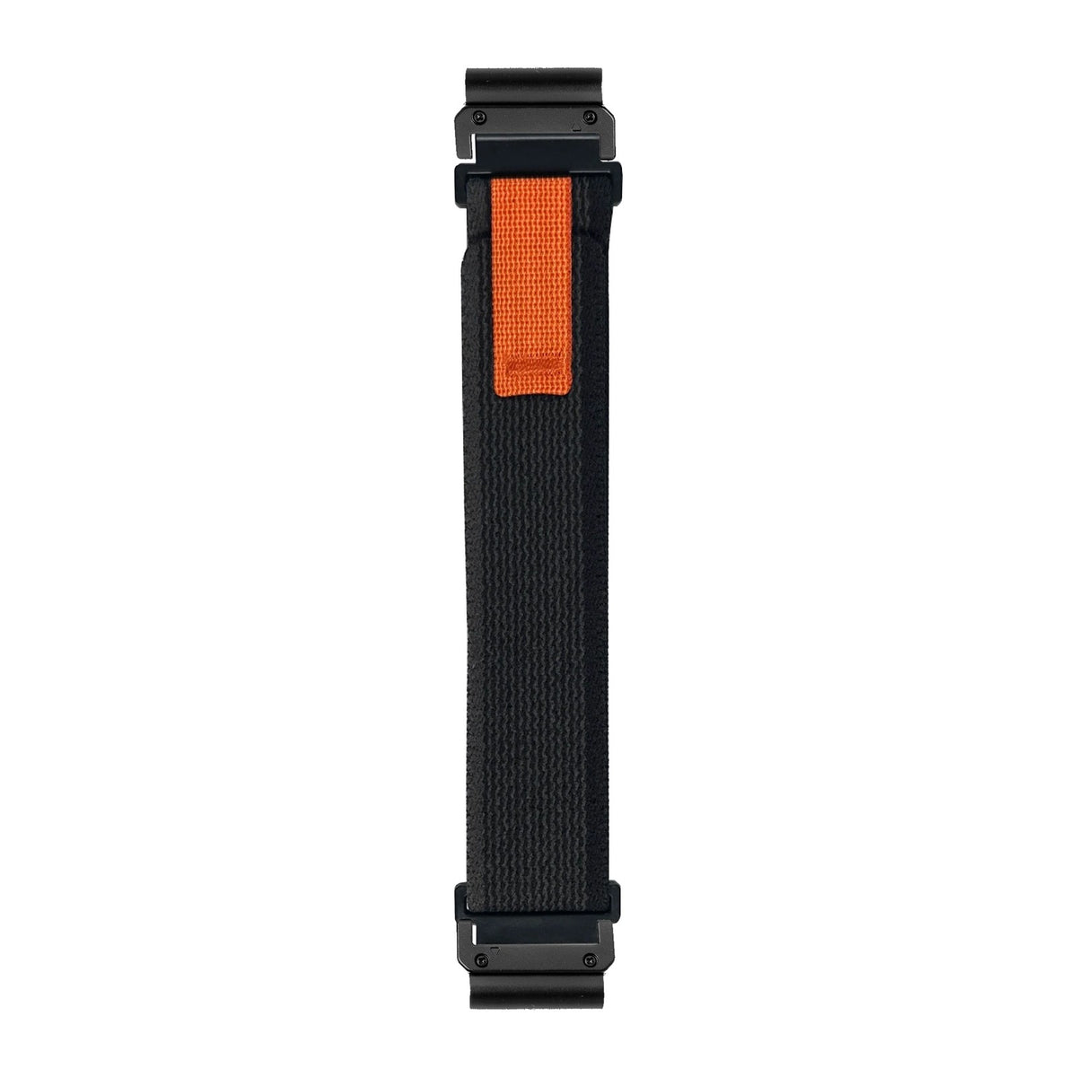 [QuickFit] Trail Loop - Black / Grey nylon watch strap with Slim Military QuickFit adapters (Black) attached, flat lay
