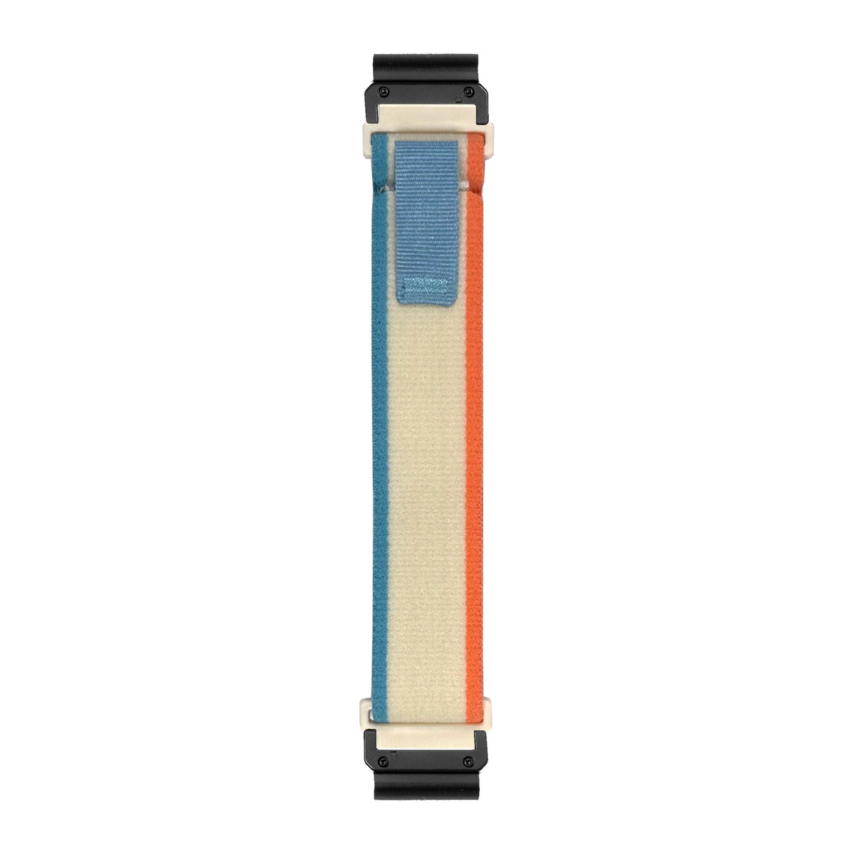 [QuickFit] Trail Loop - Cream nylon watch strap with Slim Military QuickFit adapters (Black) attached, flat lay