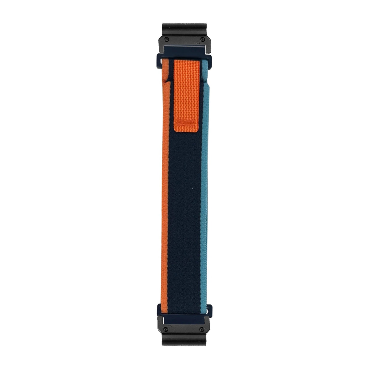[QuickFit] Trail Loop - Deep Navy nylon watch strap with Slim Military QuickFit adapters (Black) attached, flat lay
