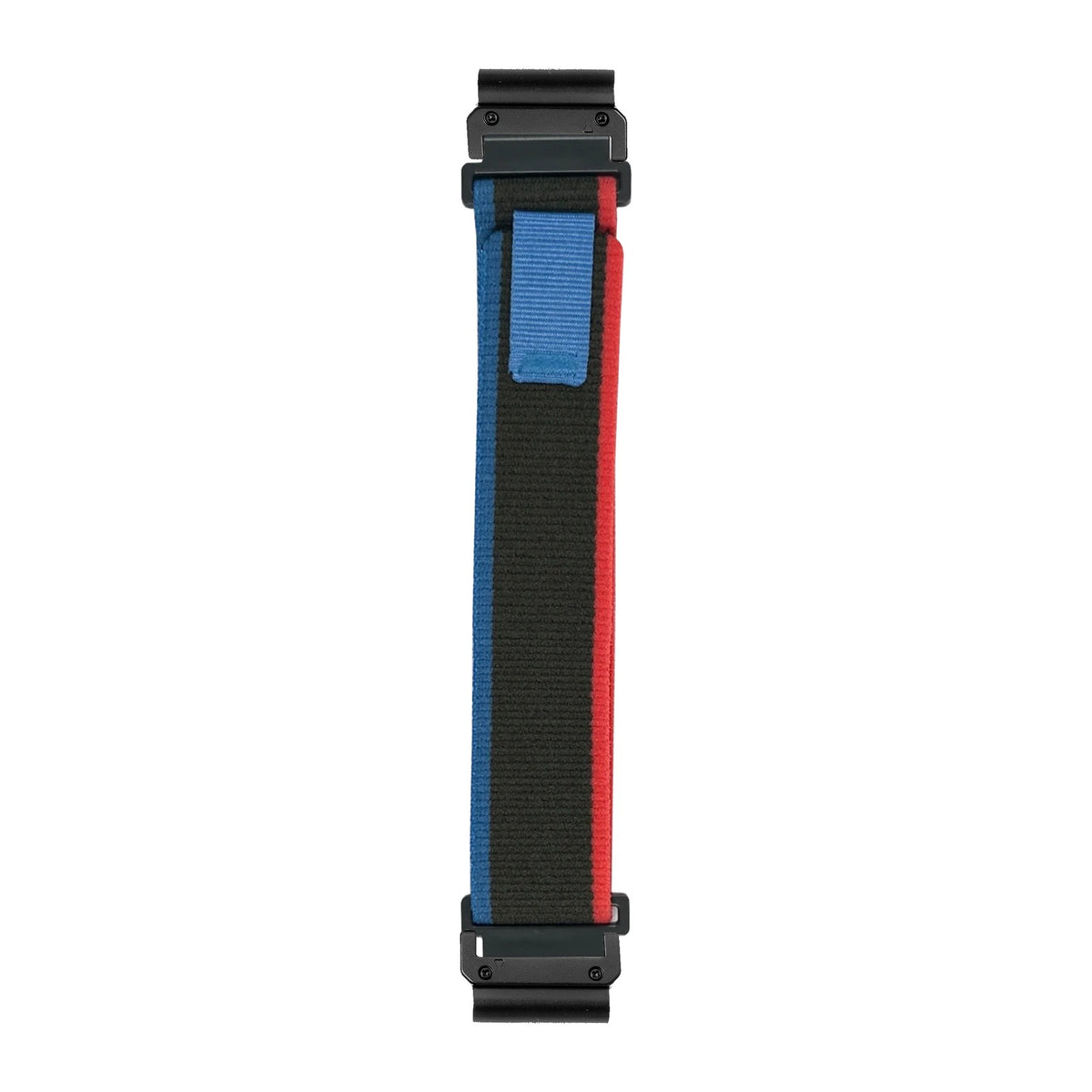 [QuickFit] Trail Loop - Olive nylon watch strap with Slim Military QuickFit adapters (Black) attached, flat lay