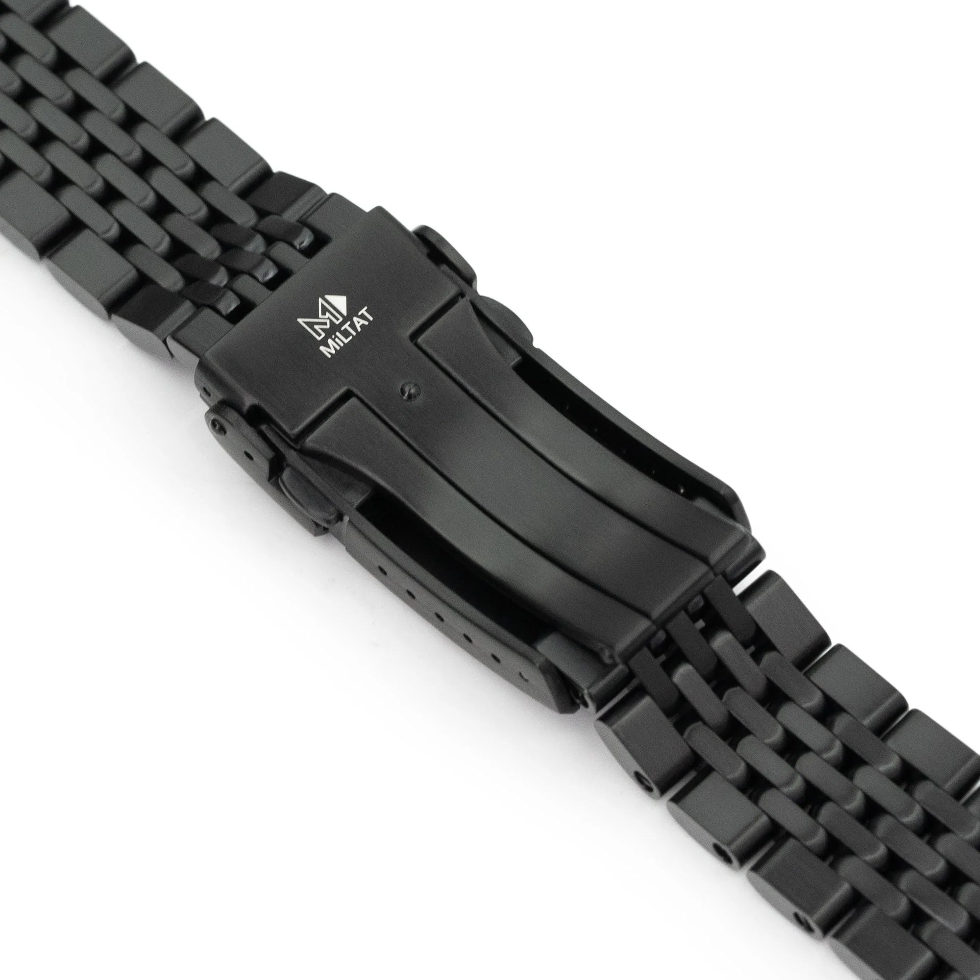 [STRAPCODE] Black Goma BOR Steel Bracelet with V-Clasp DLC Coated