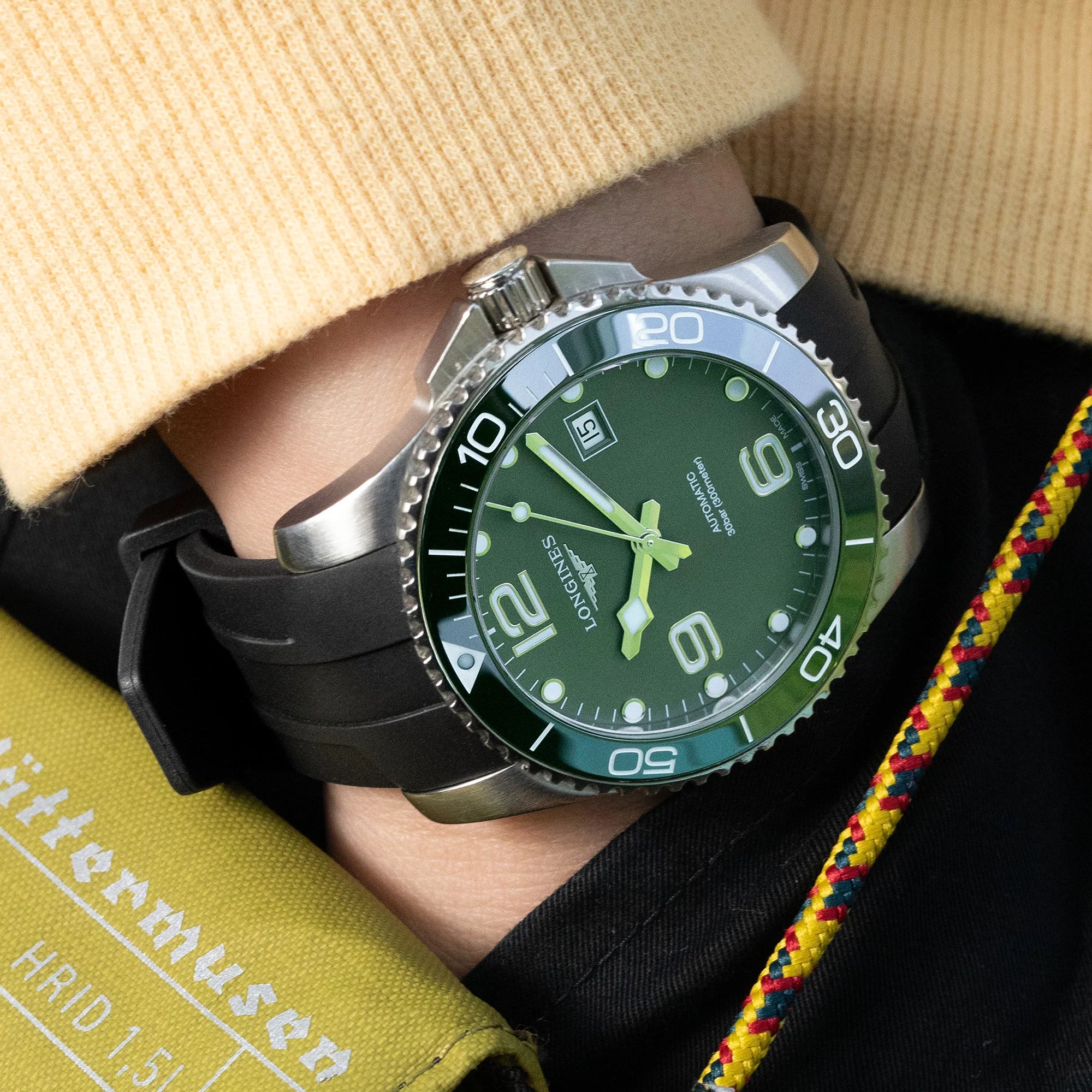 Hydroconquest 43mm Longines Hydroconquest Green Rubber Strap