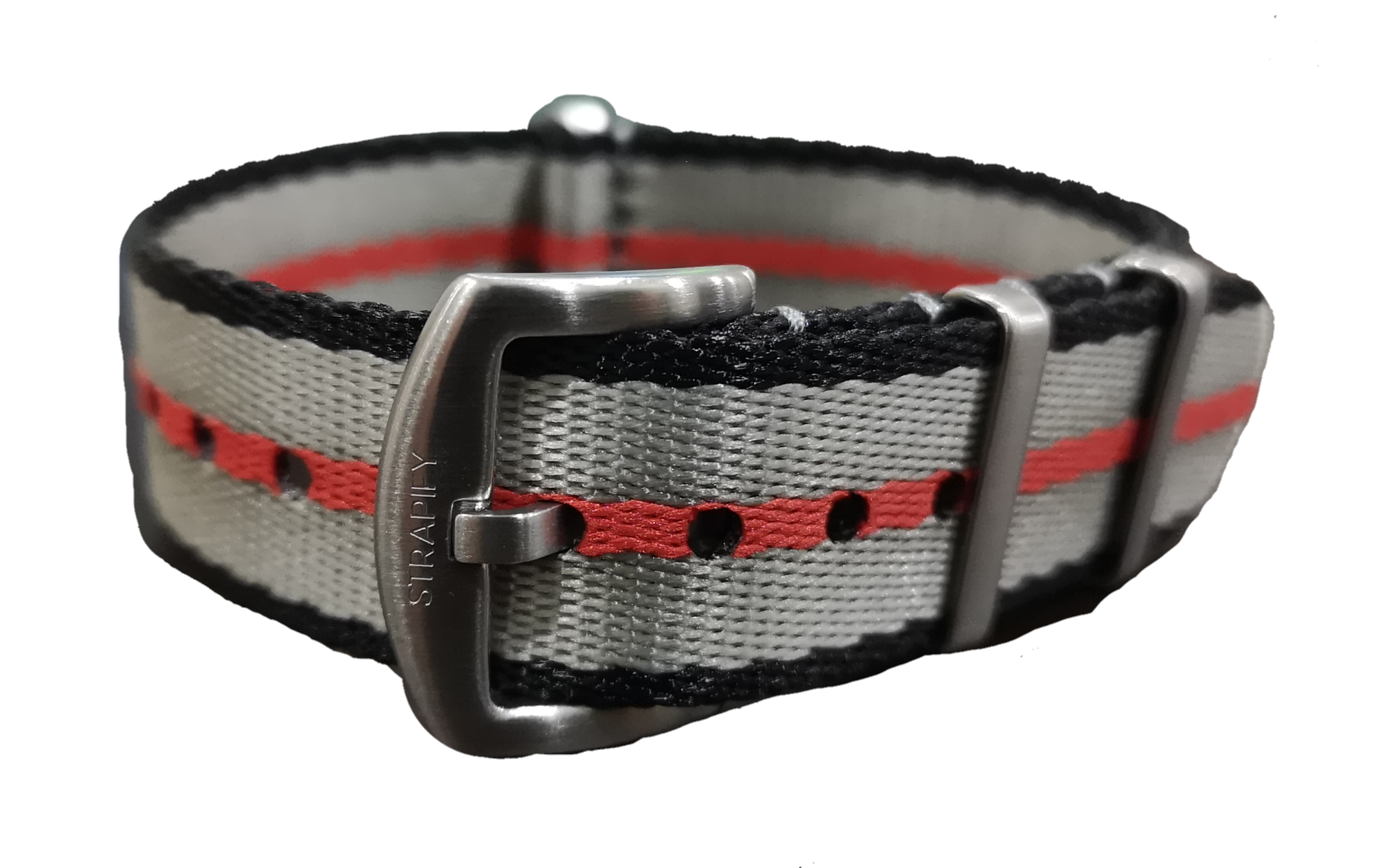Supreme NATO - Black/Grey/Red Stripes Watch Strap - Strapify