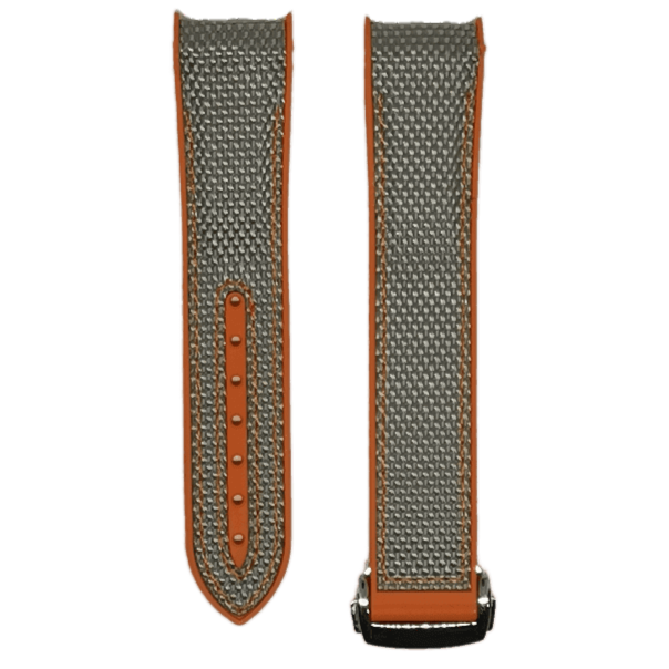 [Curved] King Hybrid Rubber - Silver Grey | Orange with Deployant Clasp - Strapify Australia