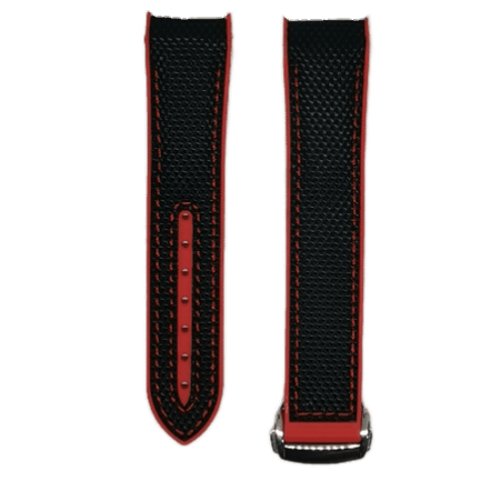 [Curved] King Hybrid Rubber - Black | Red with Deployant Clasp - Strapify Australia