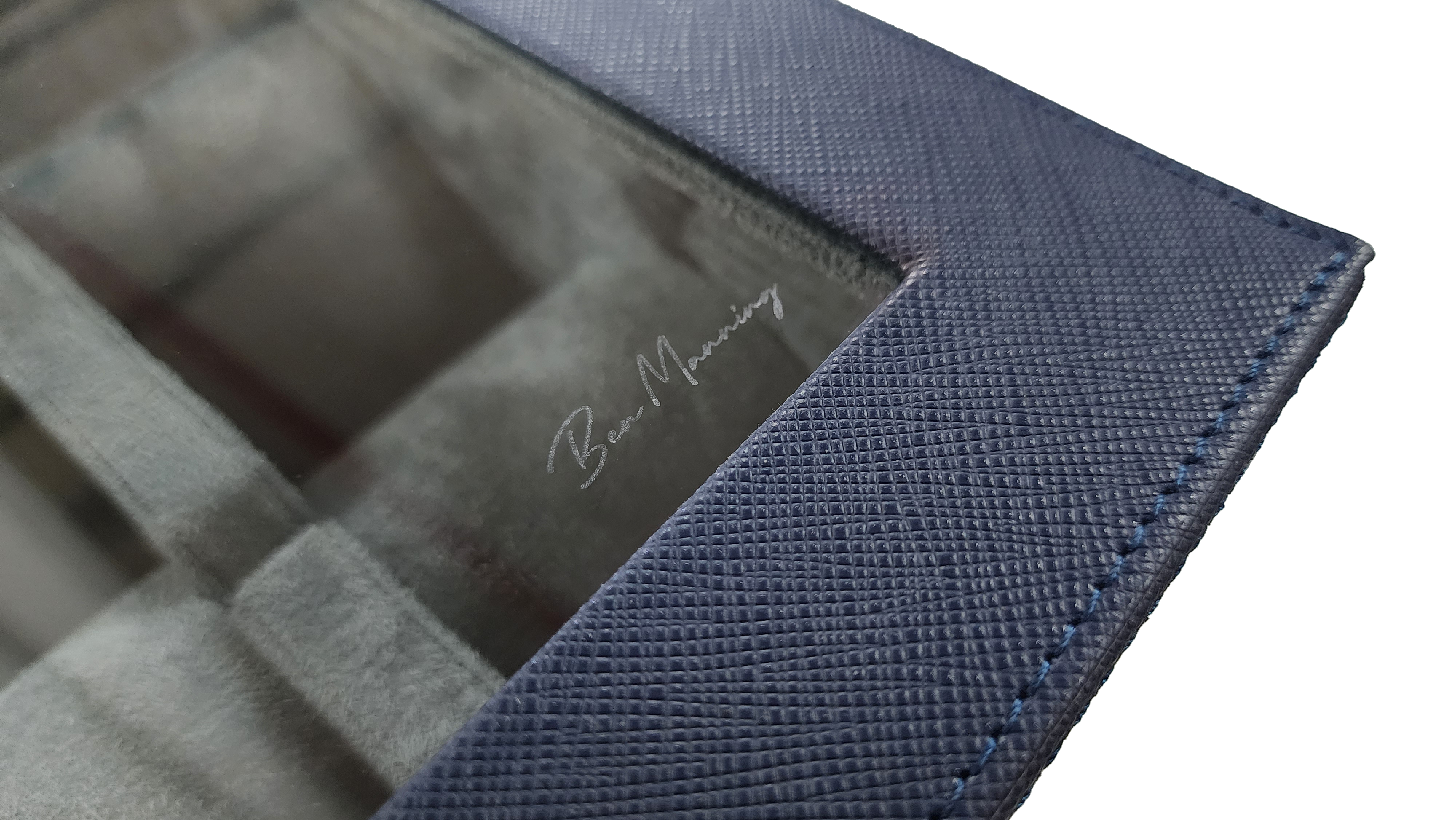 Jefferson - 8 Watch Box - Saffiano Blue | Grey Velvet
