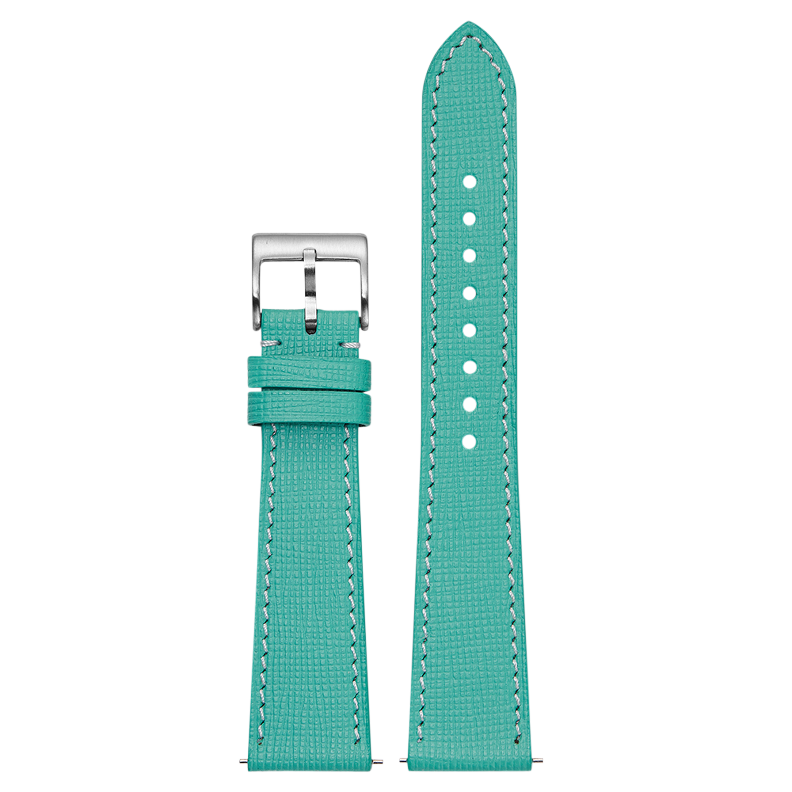 [QuickFit] Chevre Saffiano Leather - Tiffany Blue with White Stitching 20mm
