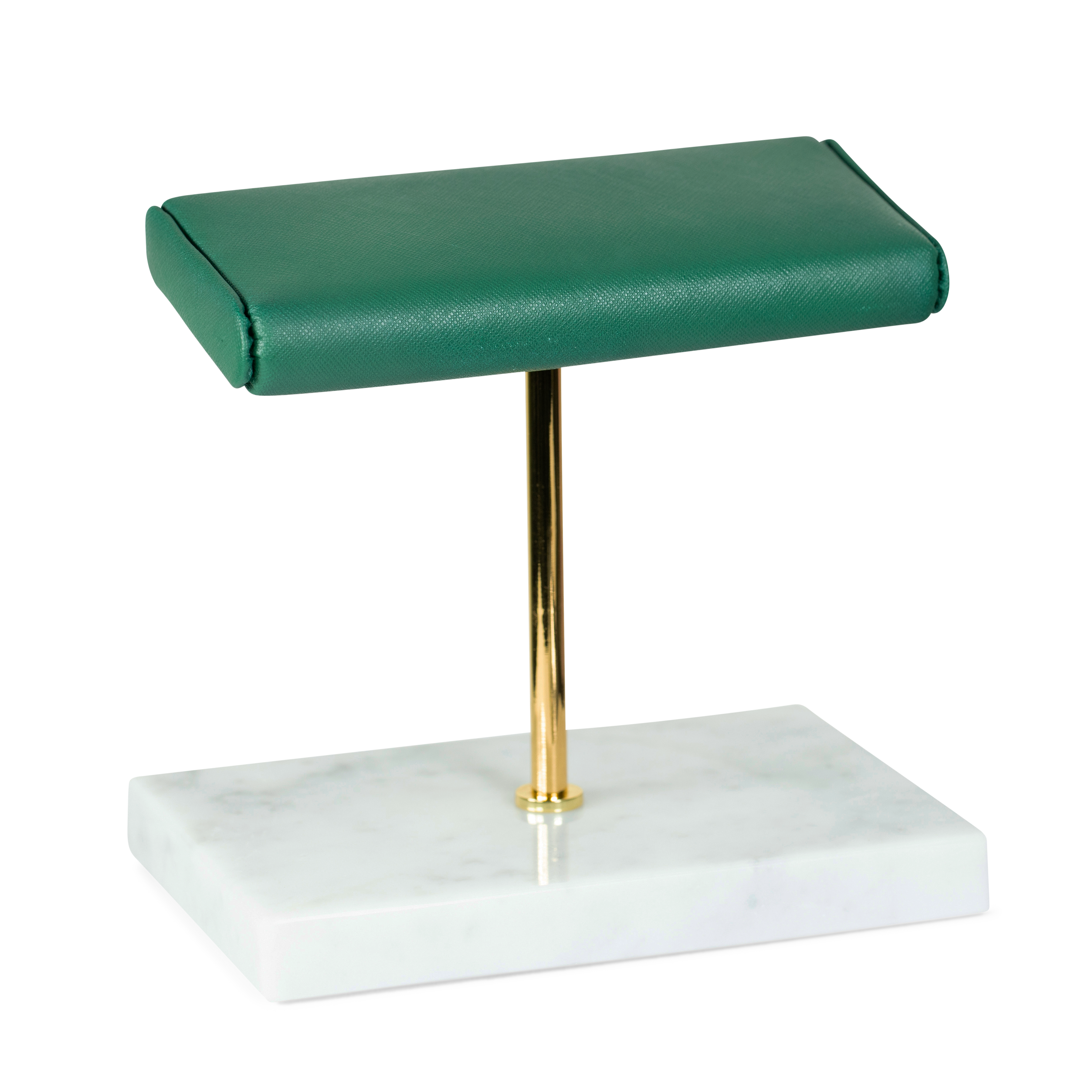 Marble Dual Watch Stand - Saffiano Green | White Marble