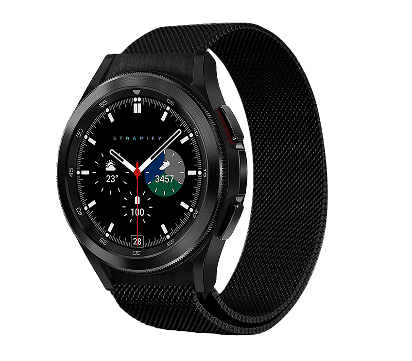 Galaxy Watch 4 7 Fitted Milanese Black Quick Release Spring Bar