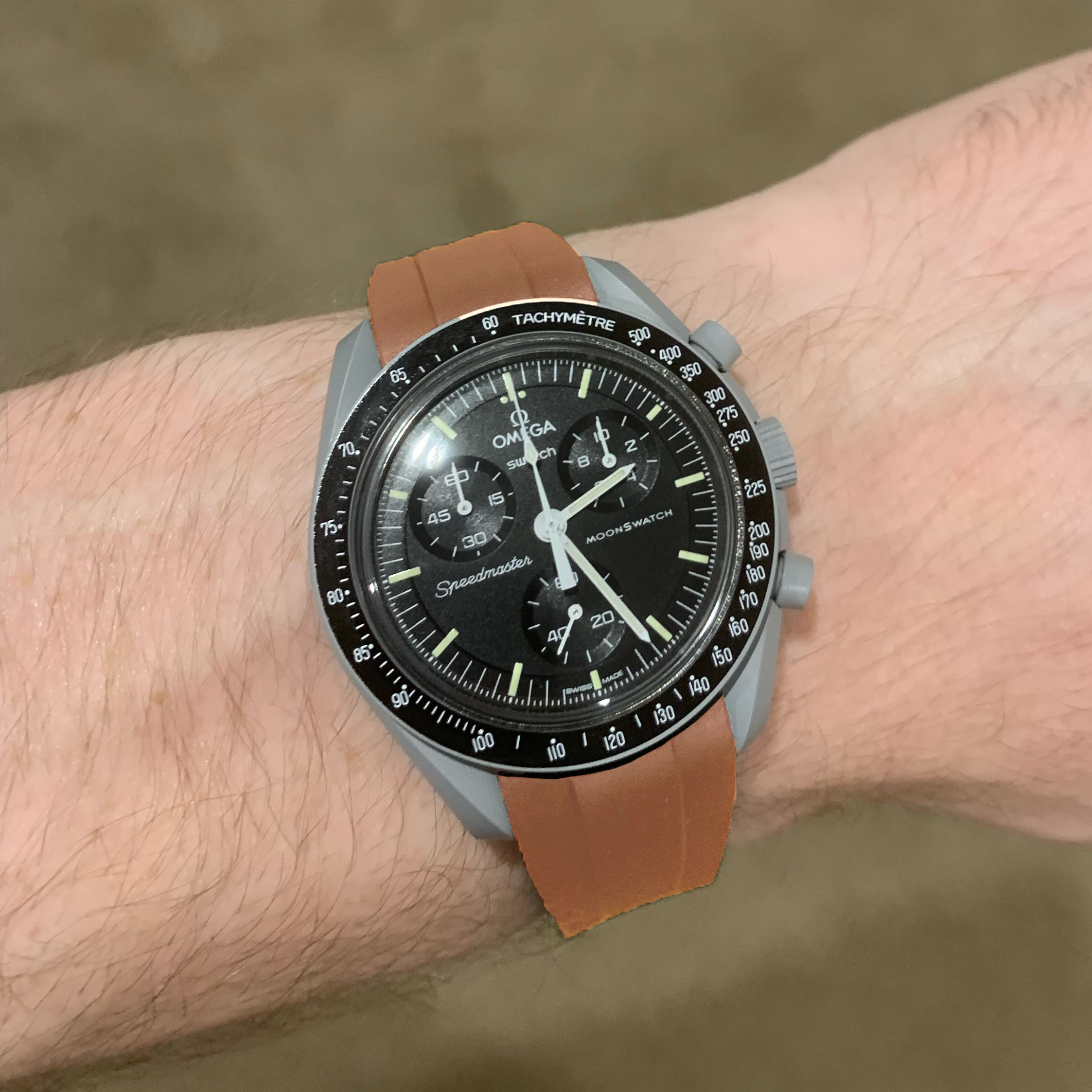 [Omega MoonSwatch] Vulcanised Rubber with Oyster Clasp  - Brown