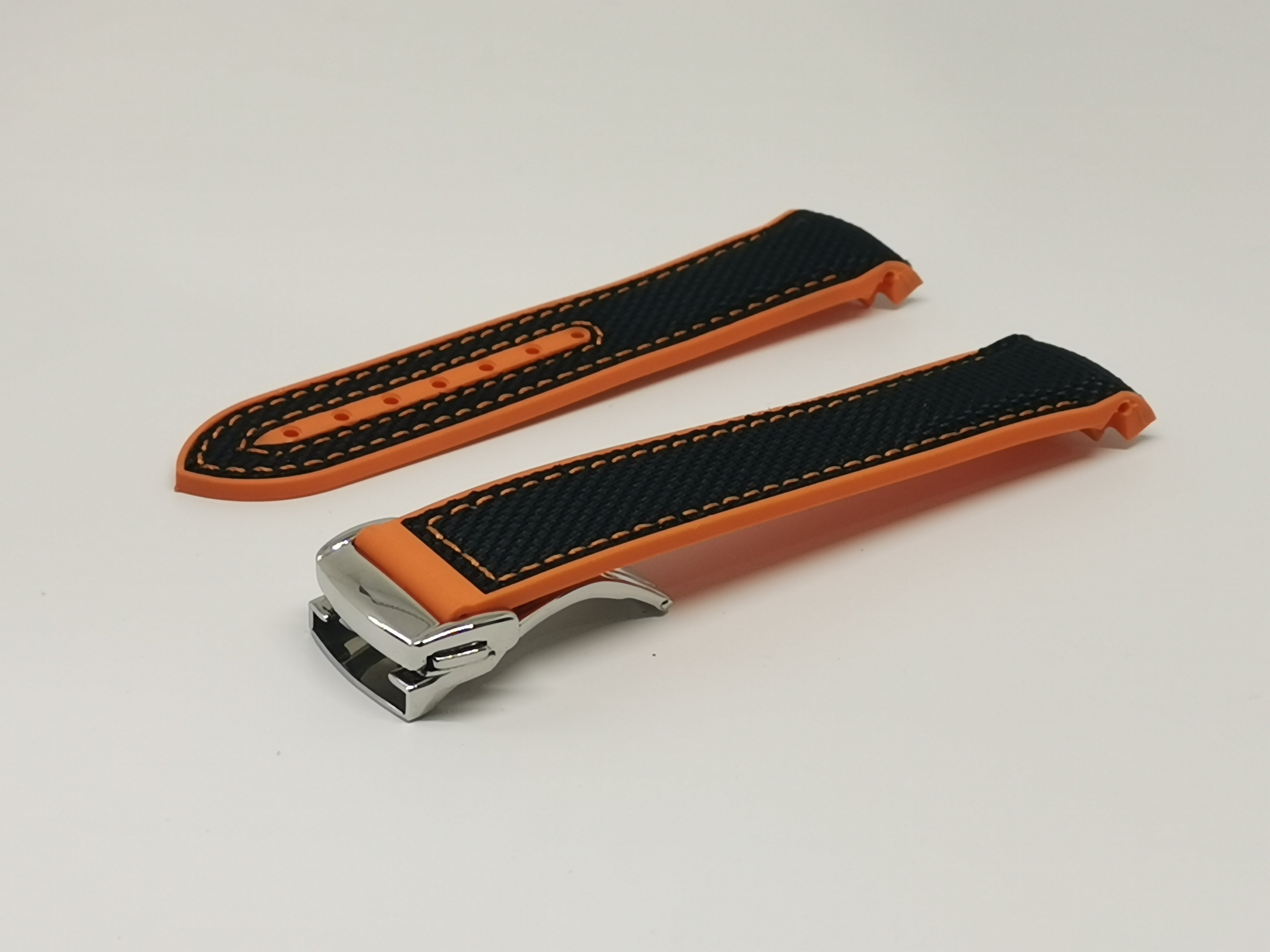 [Curved] King Hybrid Rubber - Black | Orange with Deployant Clasp - Strapify Australia