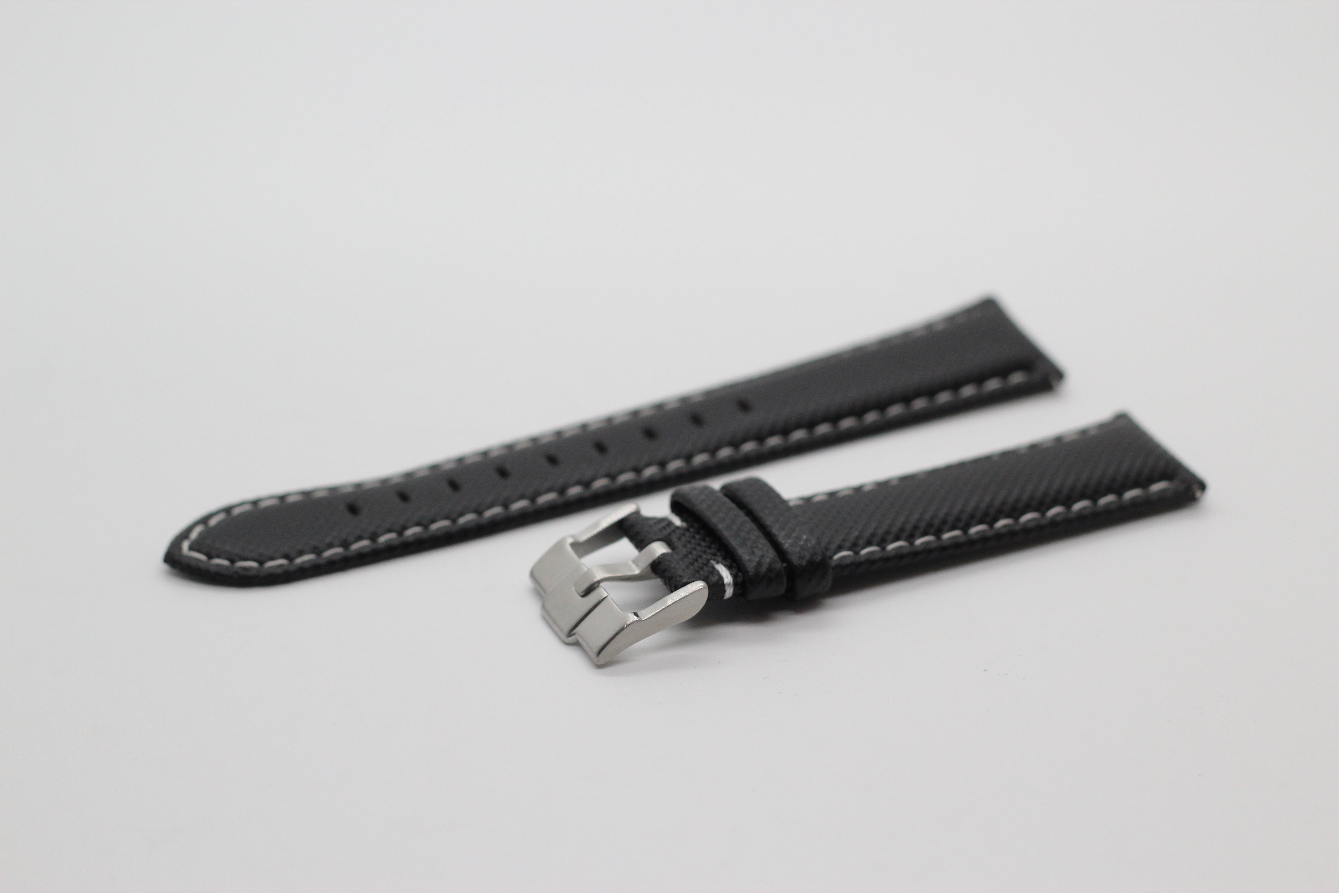 [Quick Release] Sailcloth - Black | White Stitching - Strapify