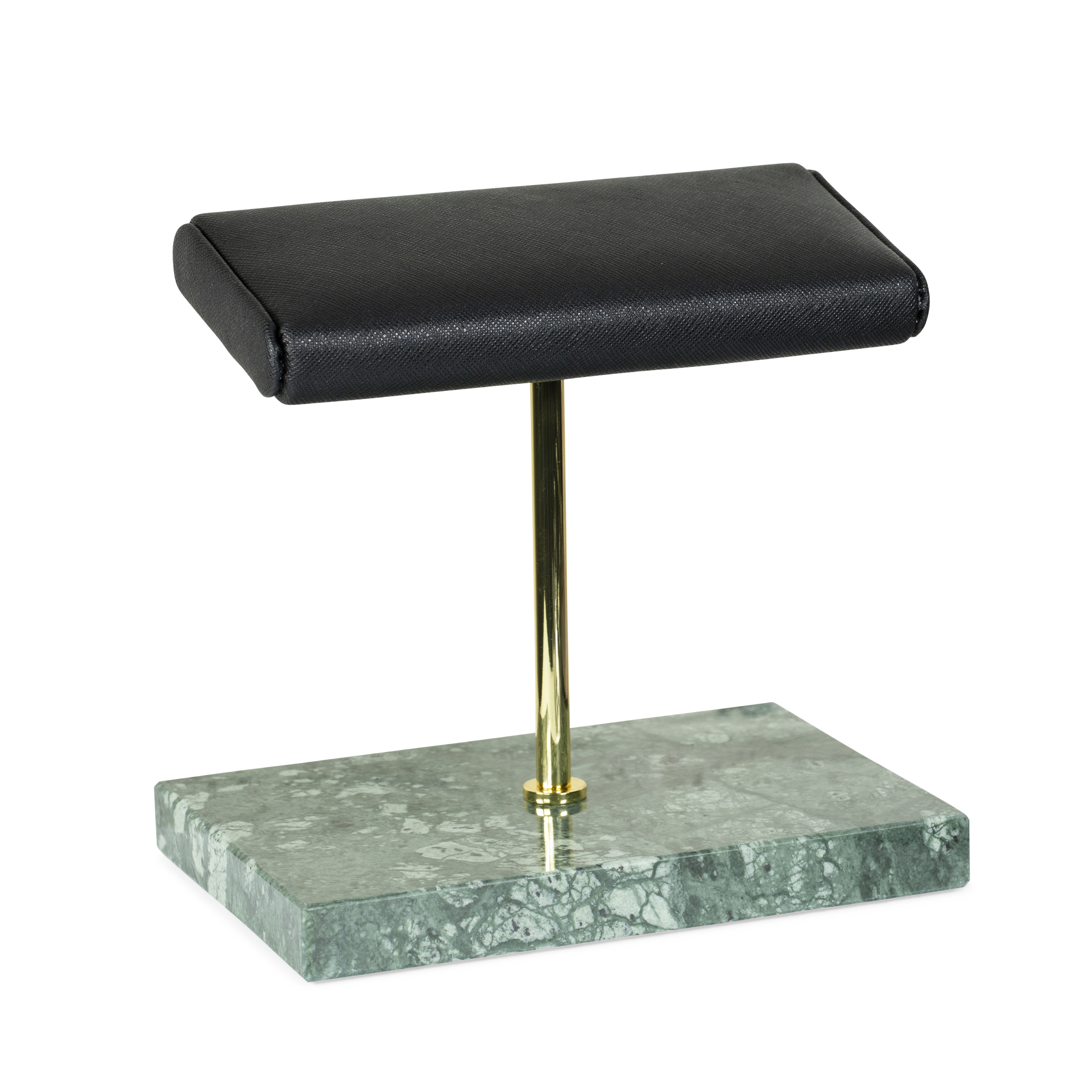 Marble Dual Watch Stand - Saffiano Black | Green Marble