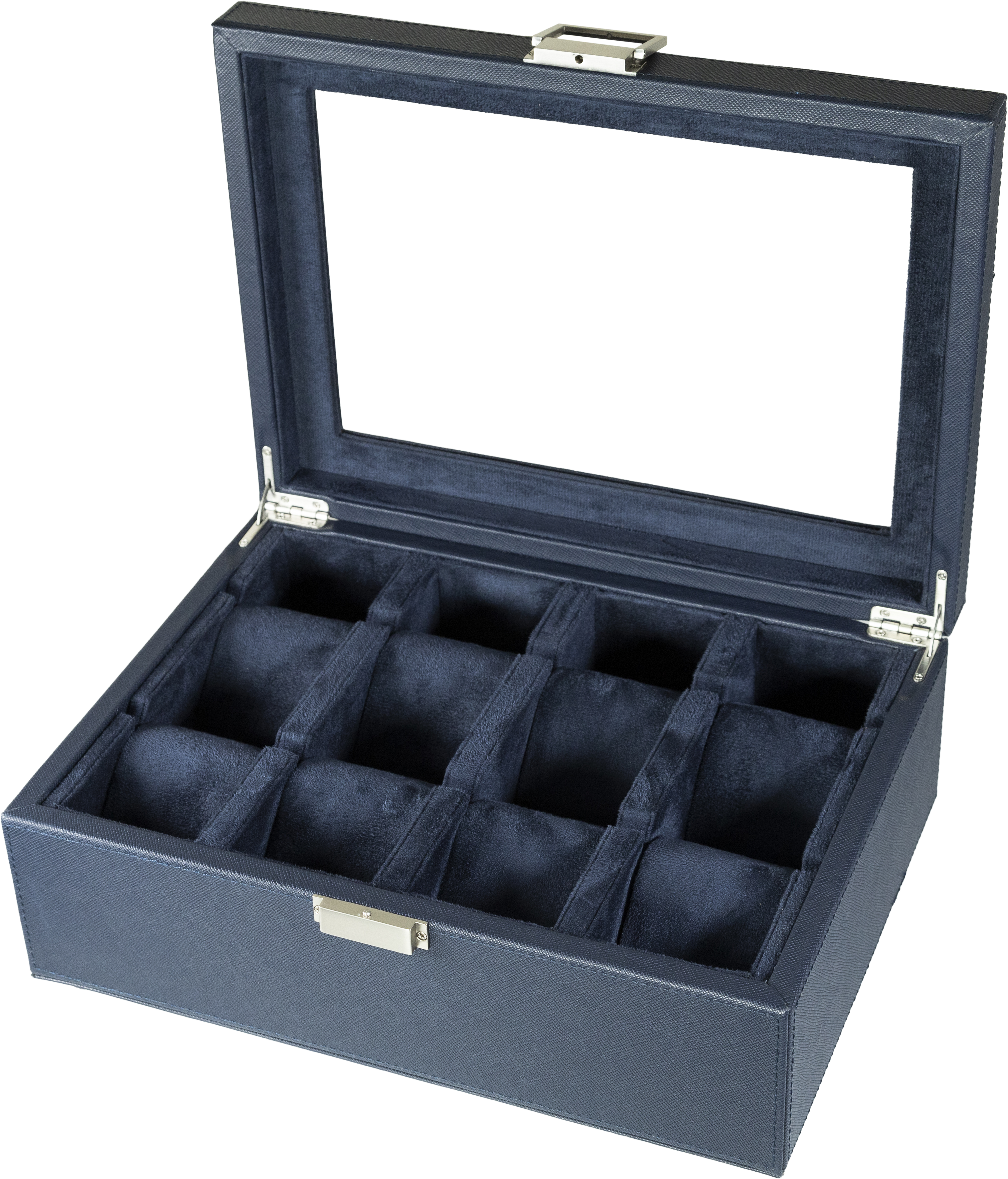 Jefferson - 8 Watch Box - Saffiano Blue | Blue Velvet