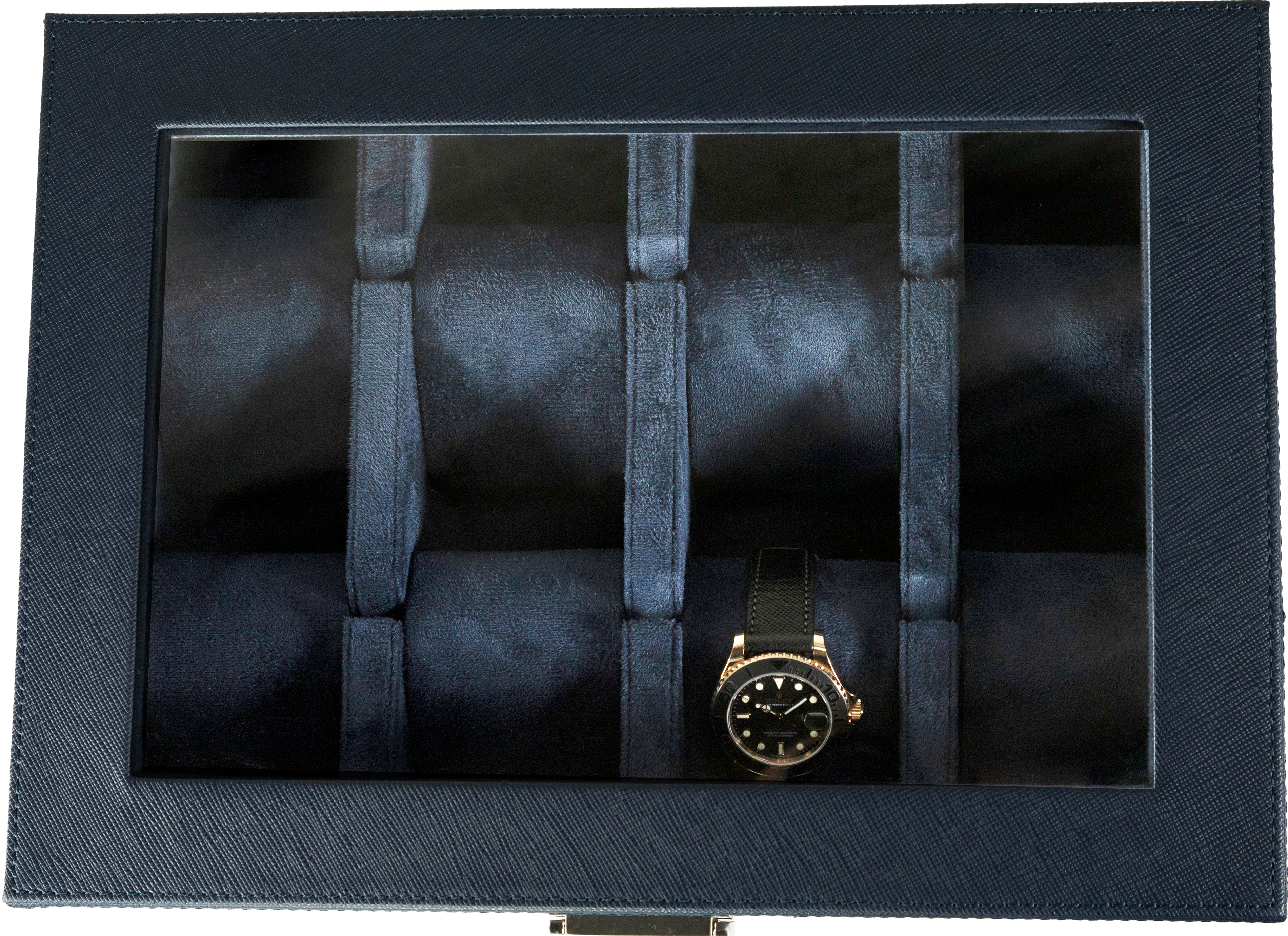 Jefferson - 8 Watch Box - Saffiano Blue | Blue Velvet