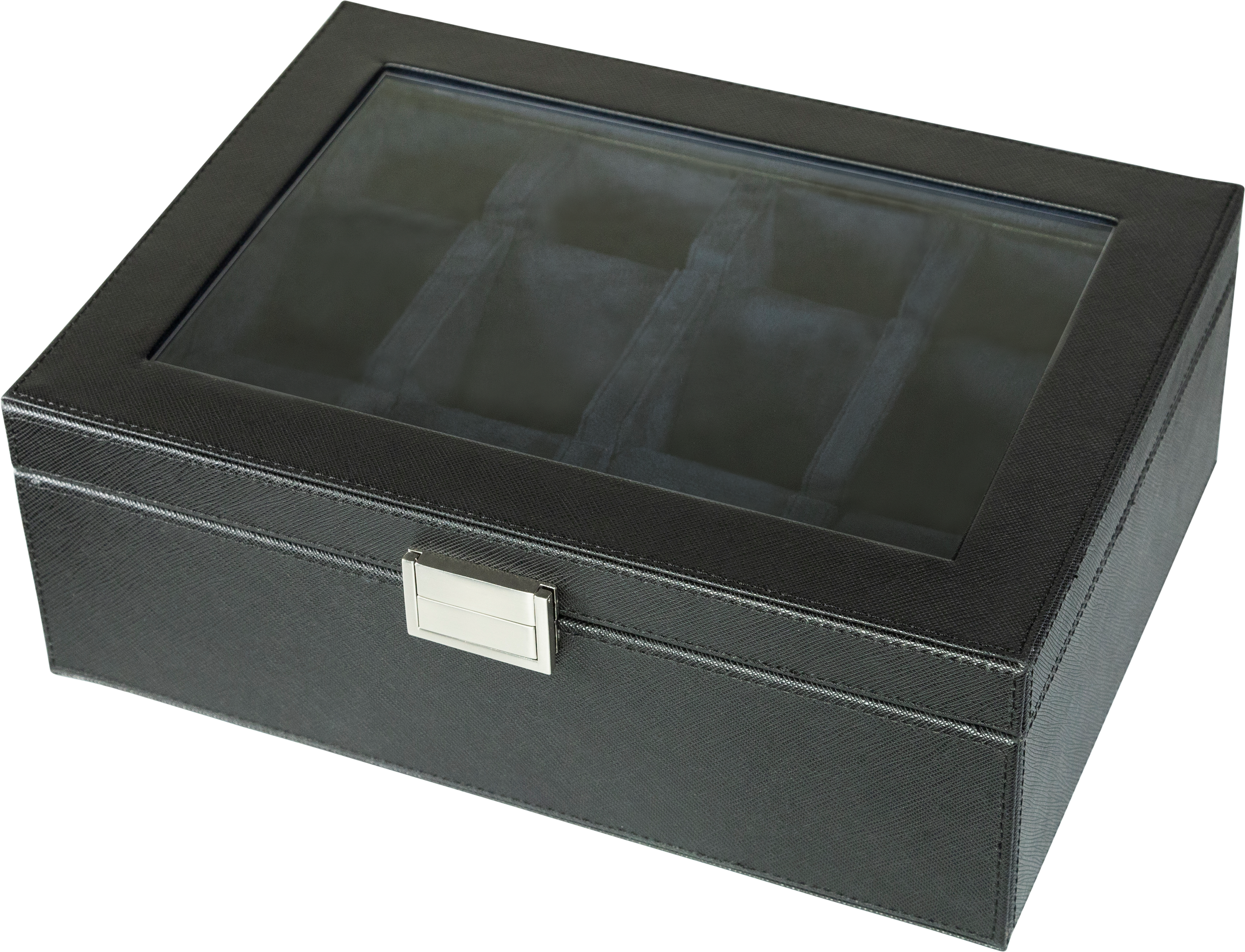 Jefferson - 8 Watch Box - Saffiano Black | Blue Velvet