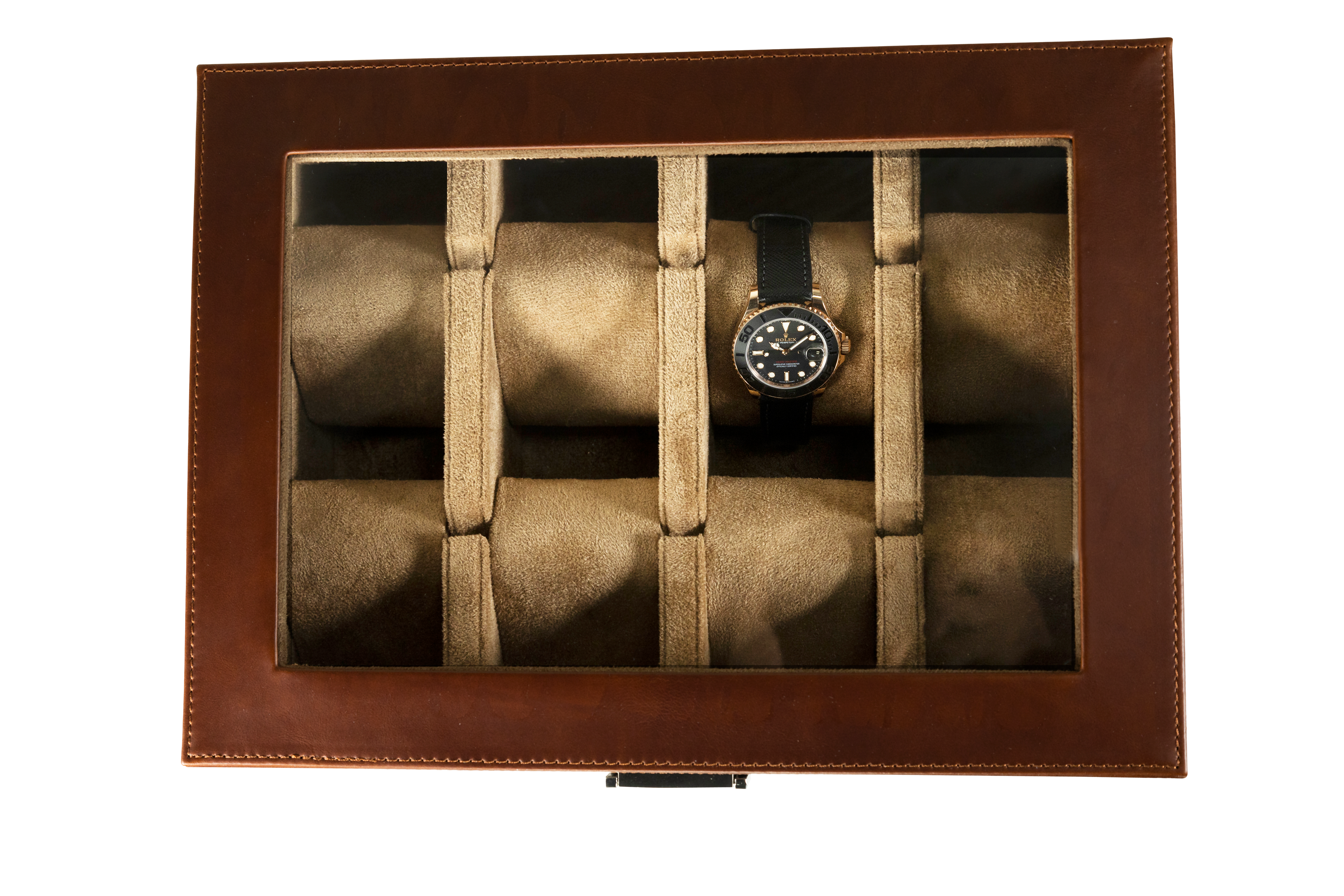 Jefferson - 8 Watch Box - Dark Brown Leather | Brown Velvet