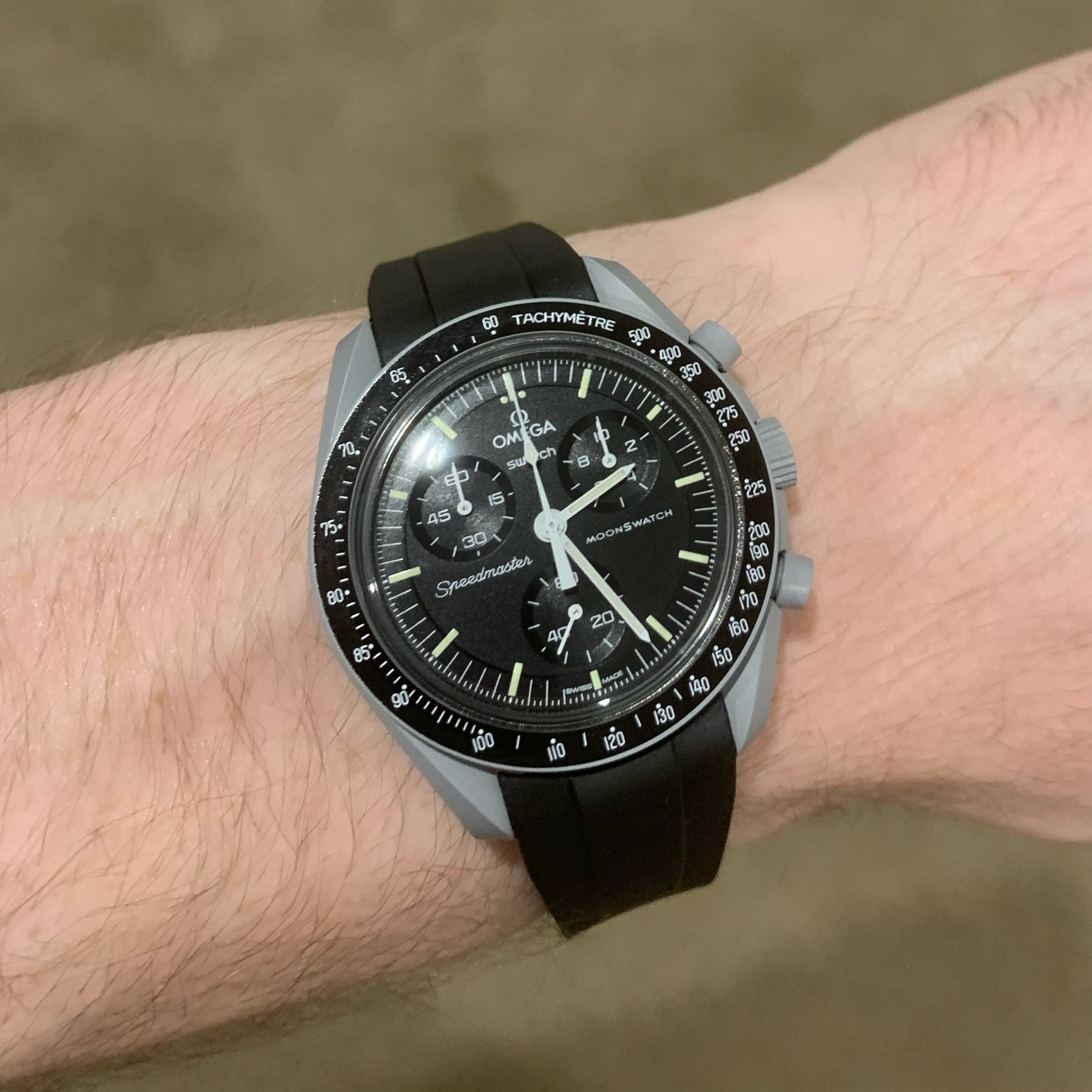 [Omega MoonSwatch] Vulcanised Rubber with Oyster Clasp  - Black