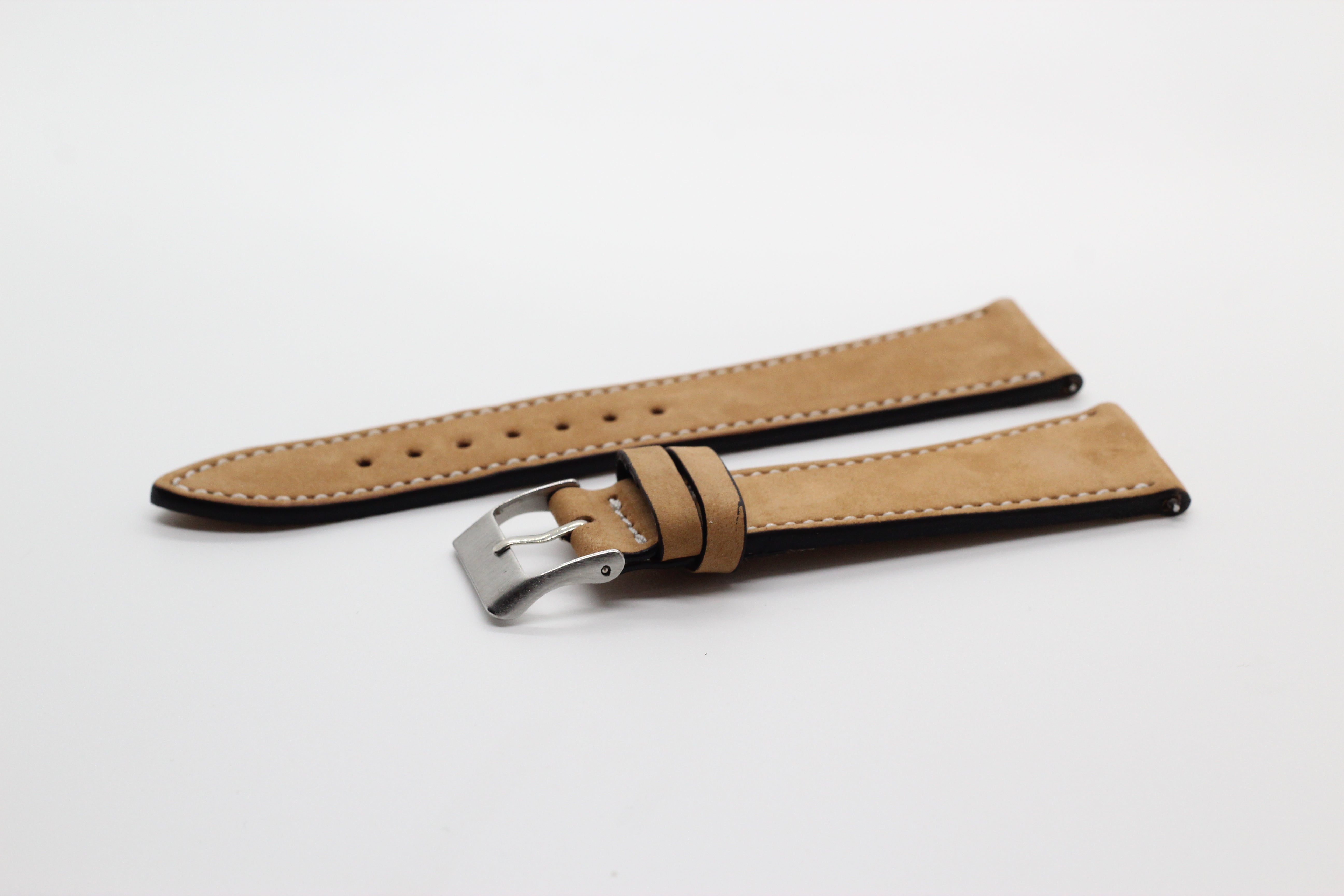 [Quick Release] Brown | White Stitching - Nubuck Leather - Strapify