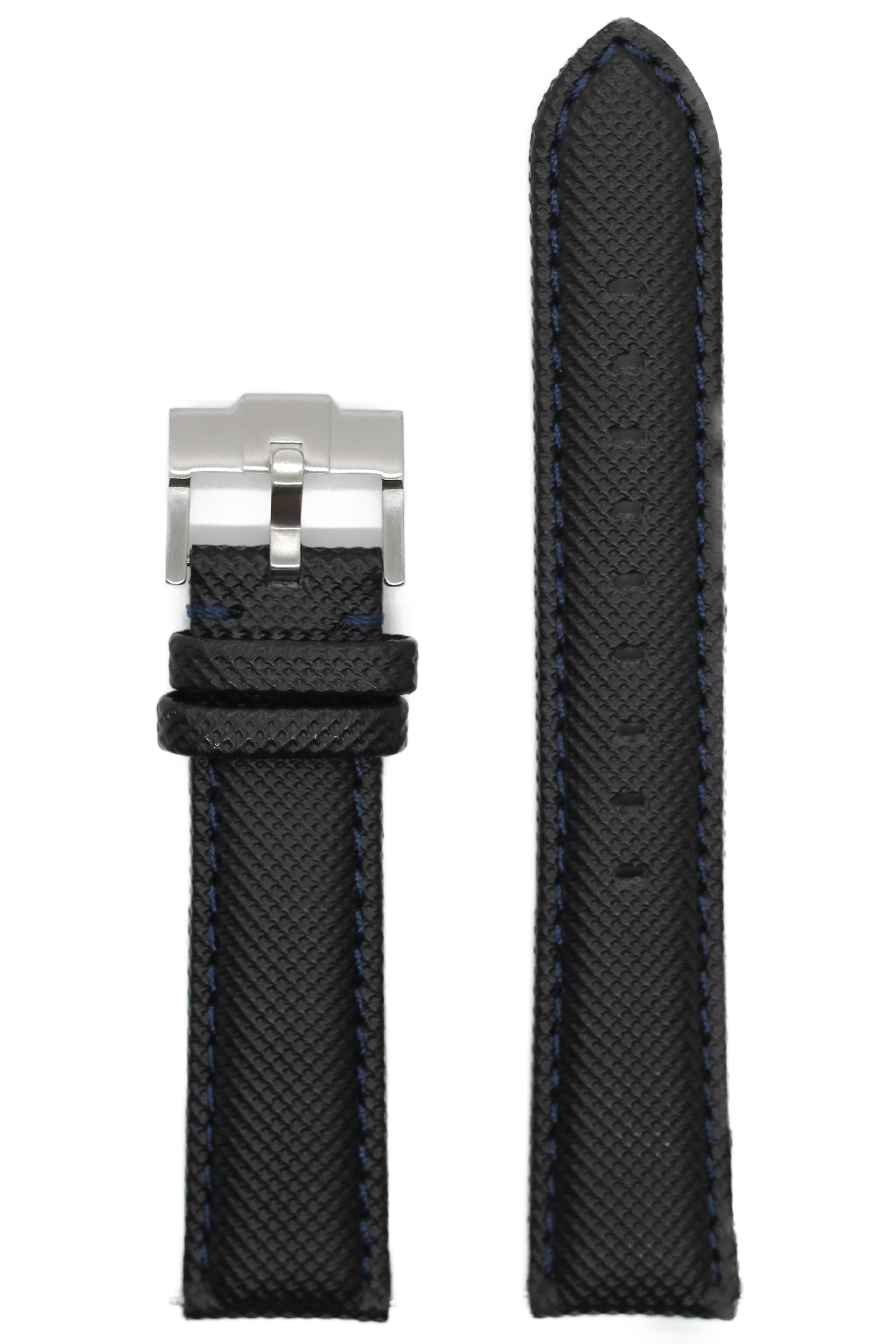 [Apple Watch] Sailcloth - Black | Navy Blue Stitching