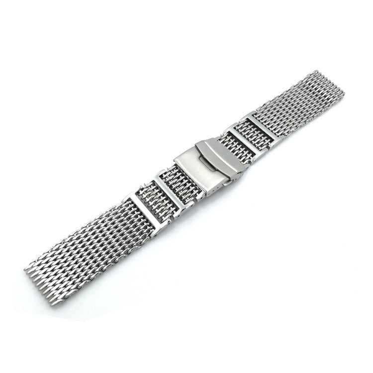 Shark Mesh Bracelet - Folding Deployant Clasp - Silver