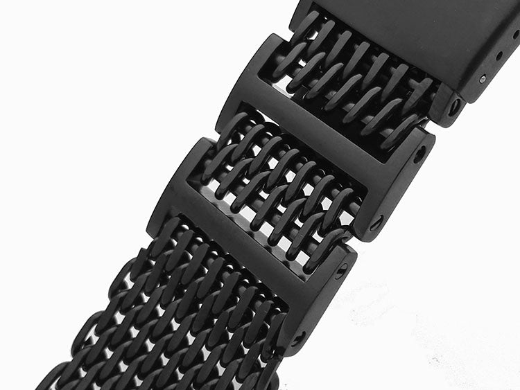 Shark Mesh Bracelet - Folding Deployant Clasp - Black