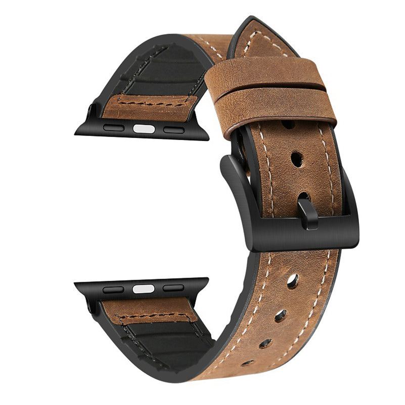 [Apple Watch] Leather Hybrid with Silicone - Dark Brown