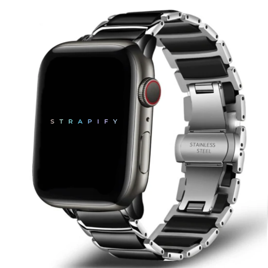 [Apple Watch] Ceramic Steel Bracelet - Silver / Black