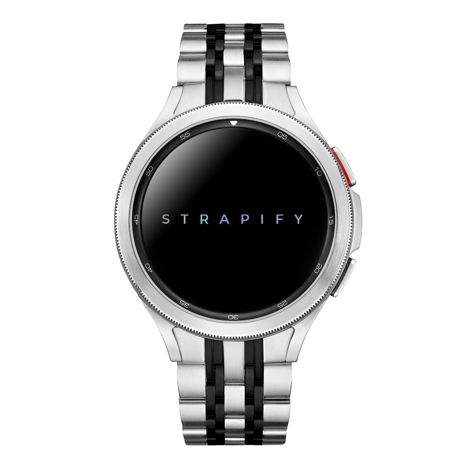[Galaxy Watch 4, 5 & 6] Fitted Steel Bracelet 2 - Silver / Black