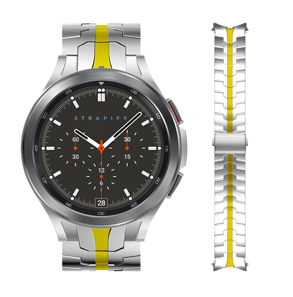 [Galaxy Watch 4, 5 & 6] Fitted Steel Bracelet - Armour - Silver/Gold