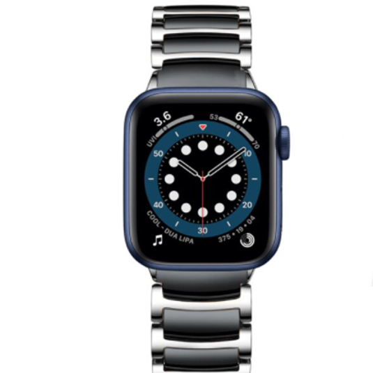 [Apple Watch] Ceramic Steel Bracelet - Silver / Black