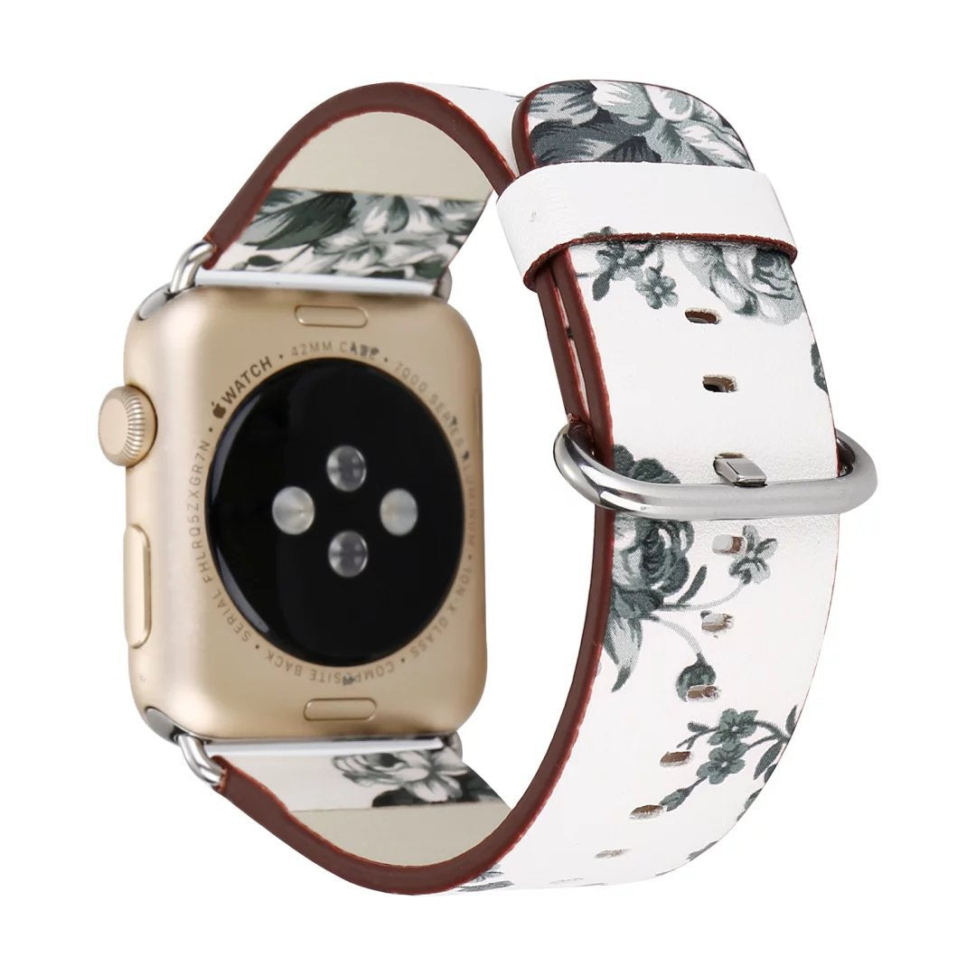 [Apple Watch] Floral Leather - White