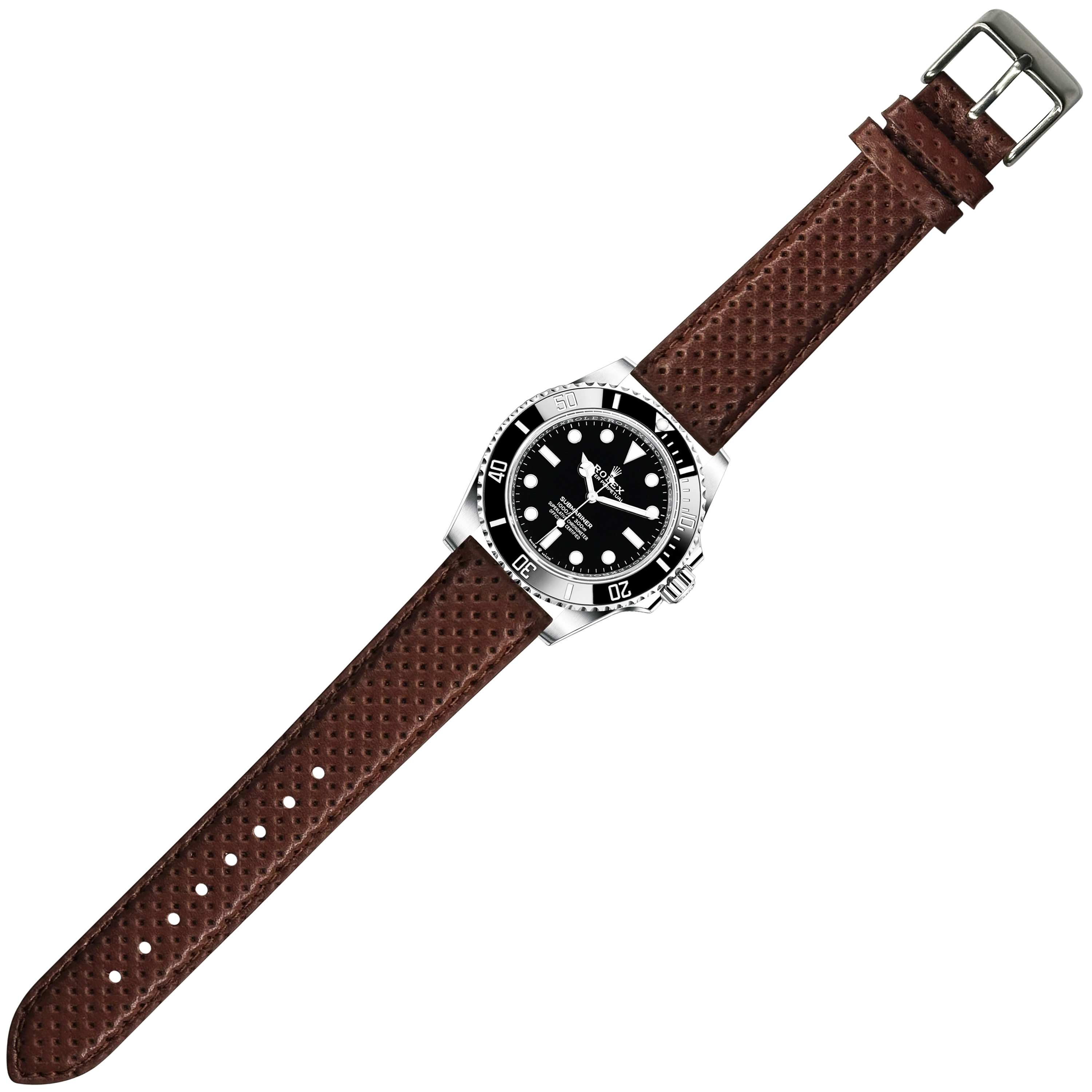 [Quick Release] Perforated Racing Leather Straps - Brown