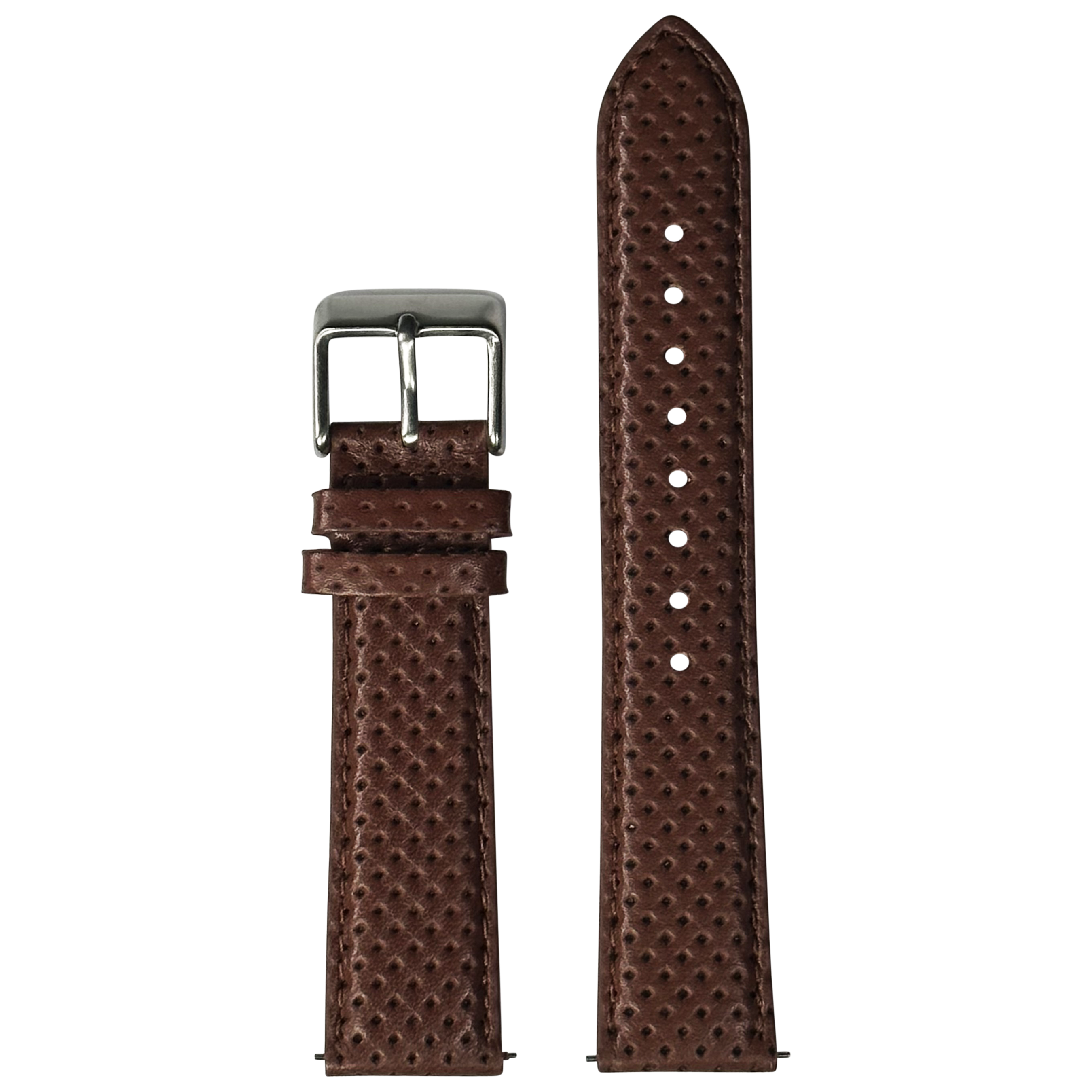 [QuickFit] Perforated Racing Leather Straps - Brown 20mm