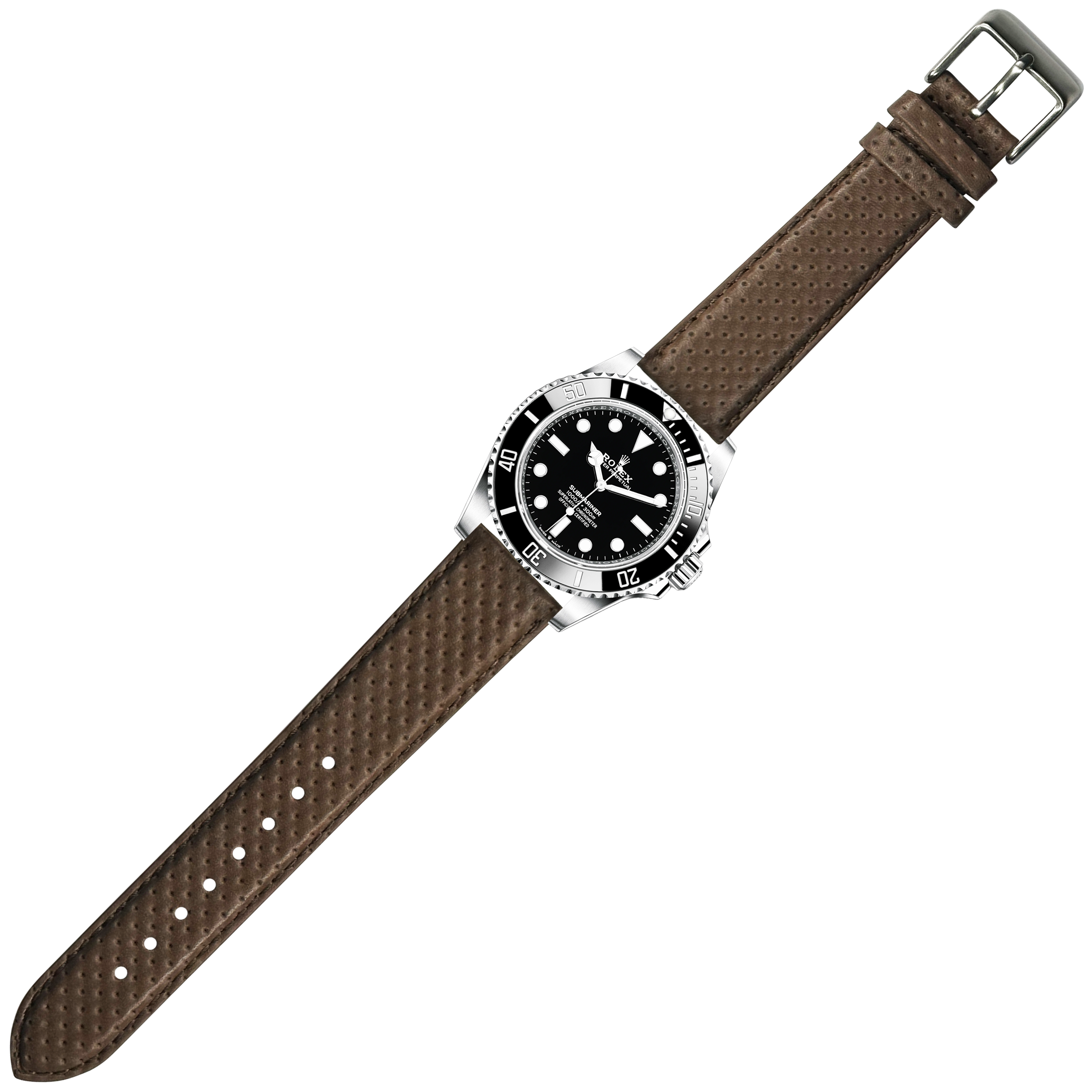 [Quick Release] Perforated Racing Leather Straps - Ivory Brown