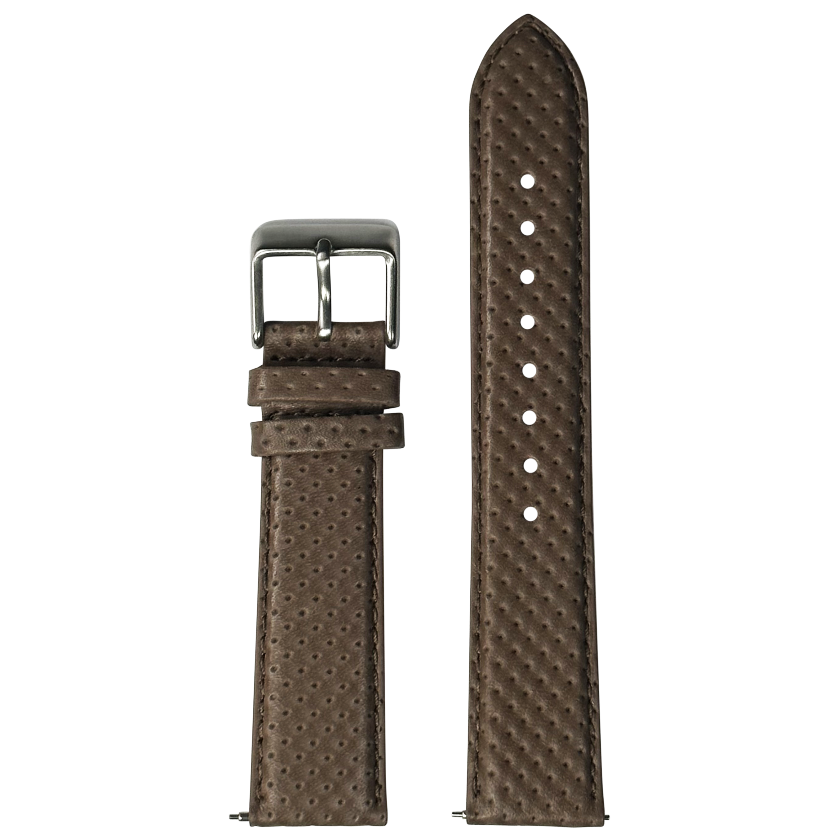 [QuickFit] Perforated Racing Leather Straps - Ivory Brown 20mm