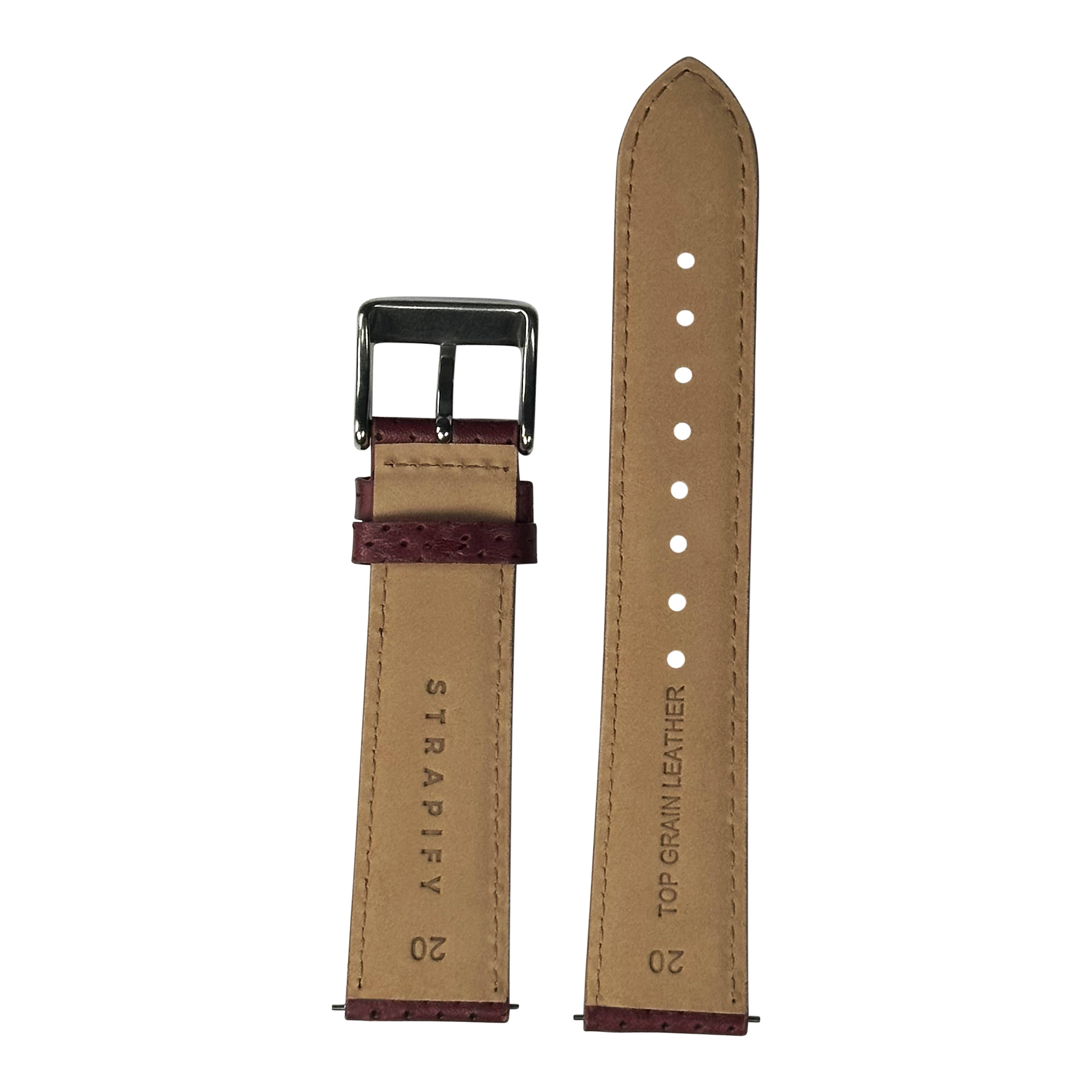 [Quick Release] Perforated Racing Leather Straps - Maroon
